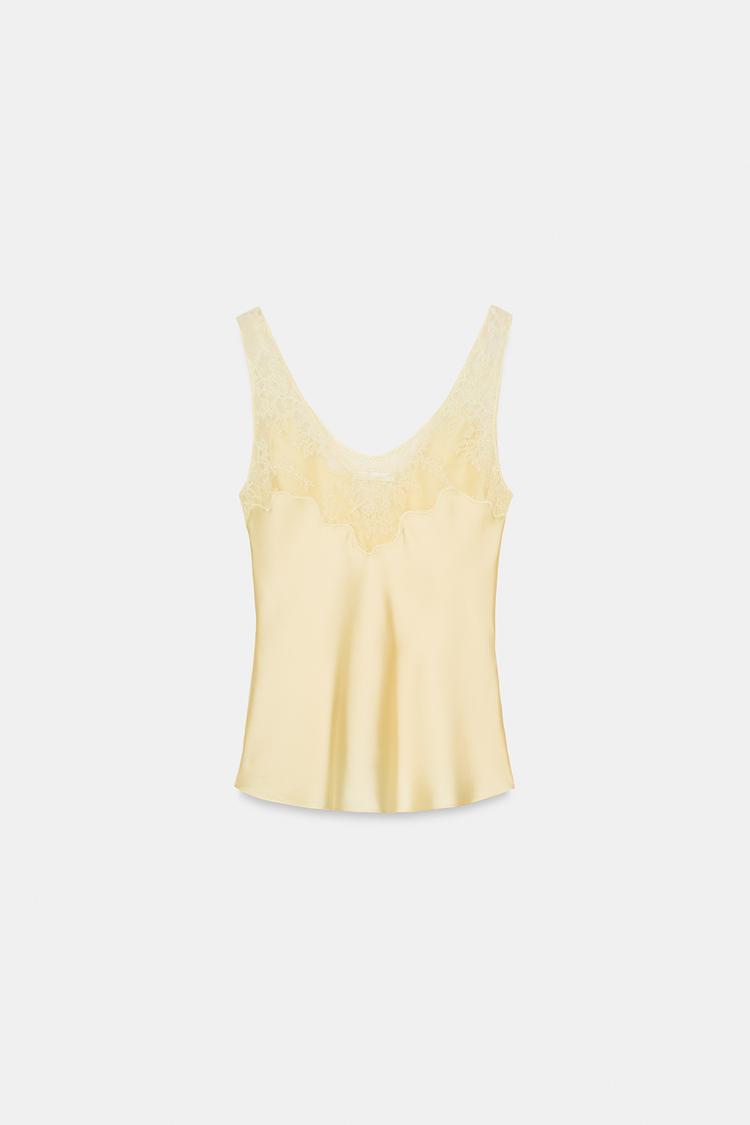 Valérinne Satin Lace Detail Top