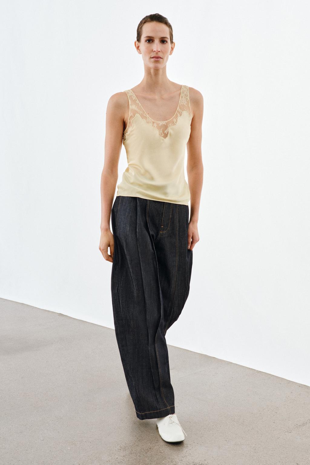 Valérinne Satin Lace Detail Top