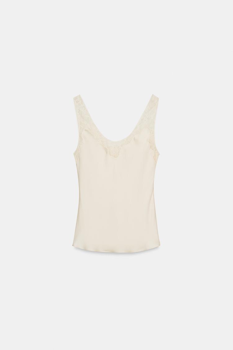 Valérinne Satin Lace Detail Top