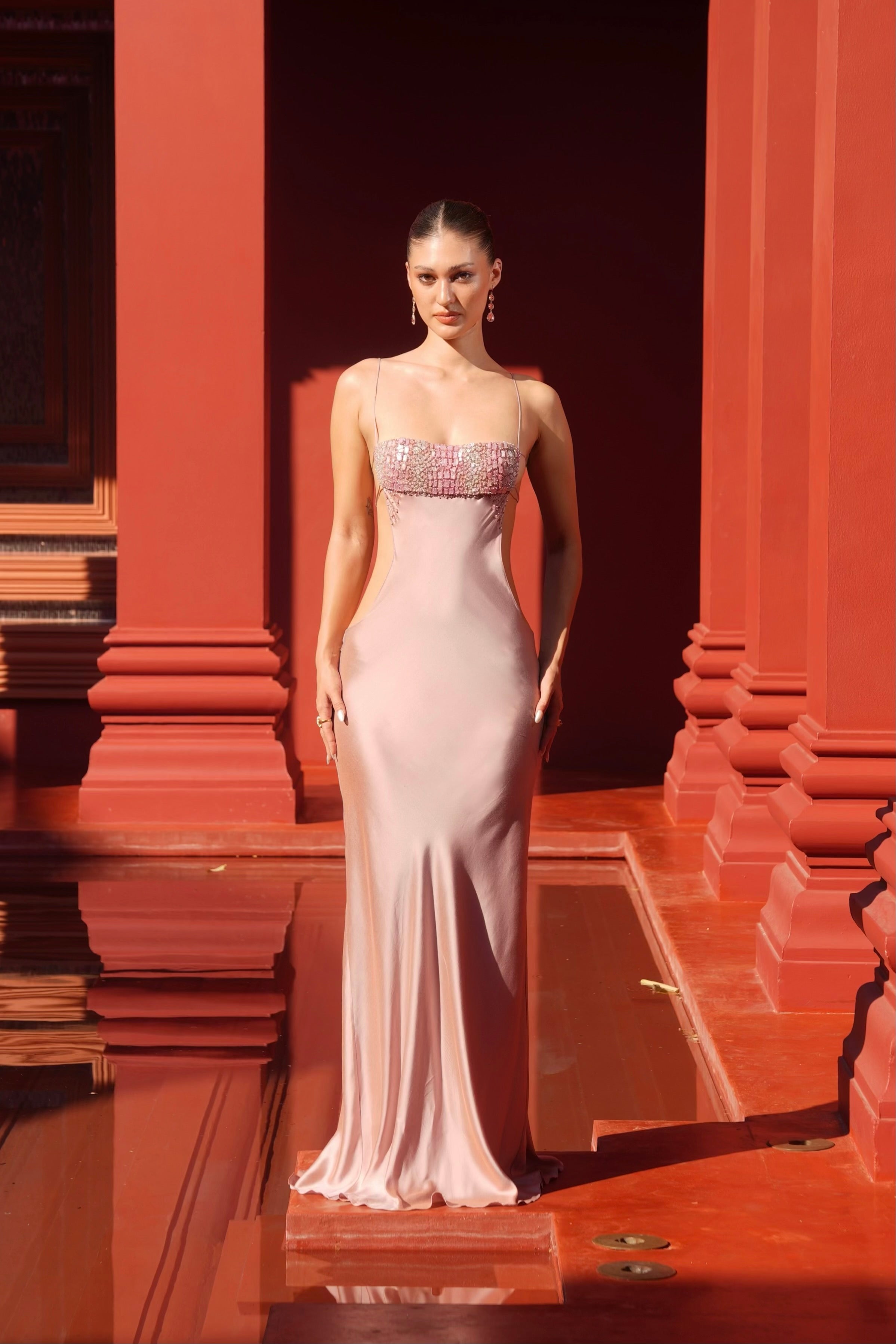 Valérinne Panraya Embroidered Mermaid Maxi Dress