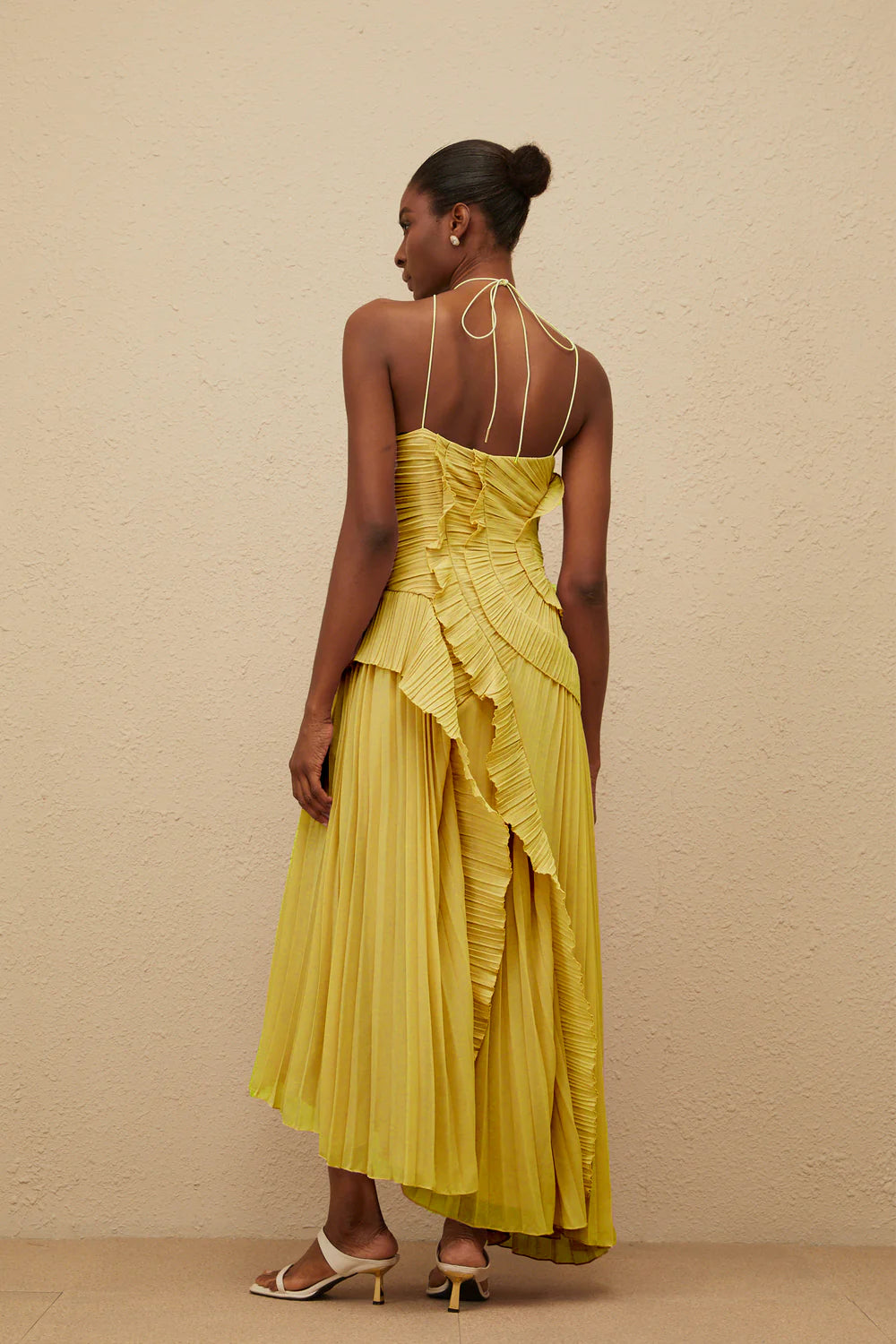 Valérinne Pleated Halter Maxi Dress