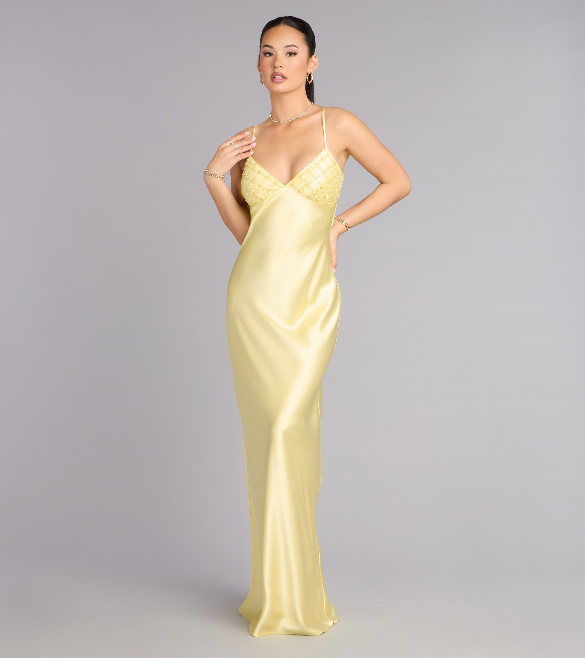 Valérinne Ruby Satin Column Maxi Dress