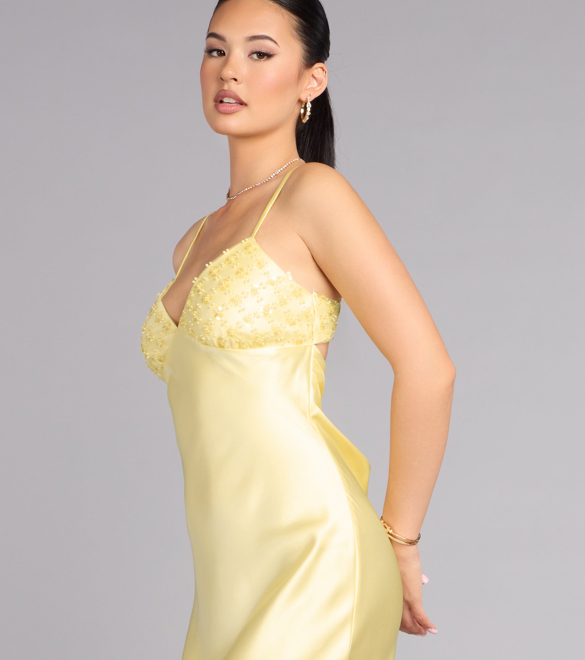 Valérinne Ruby Satin Column Maxi Dress