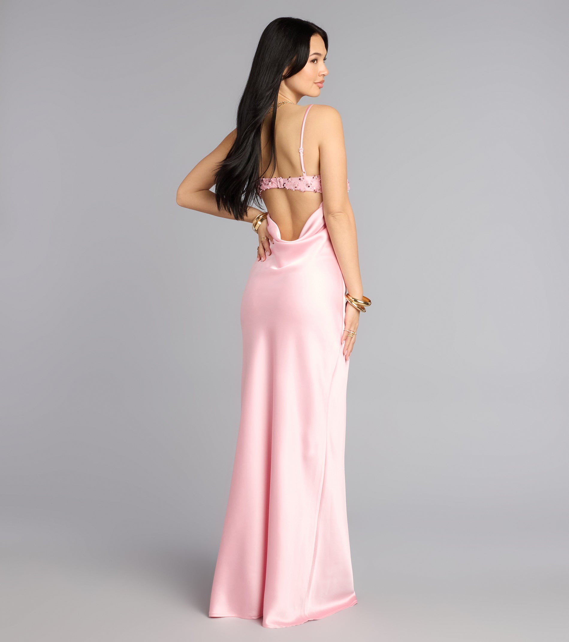Valérinne Ruby Satin Column Maxi Dress