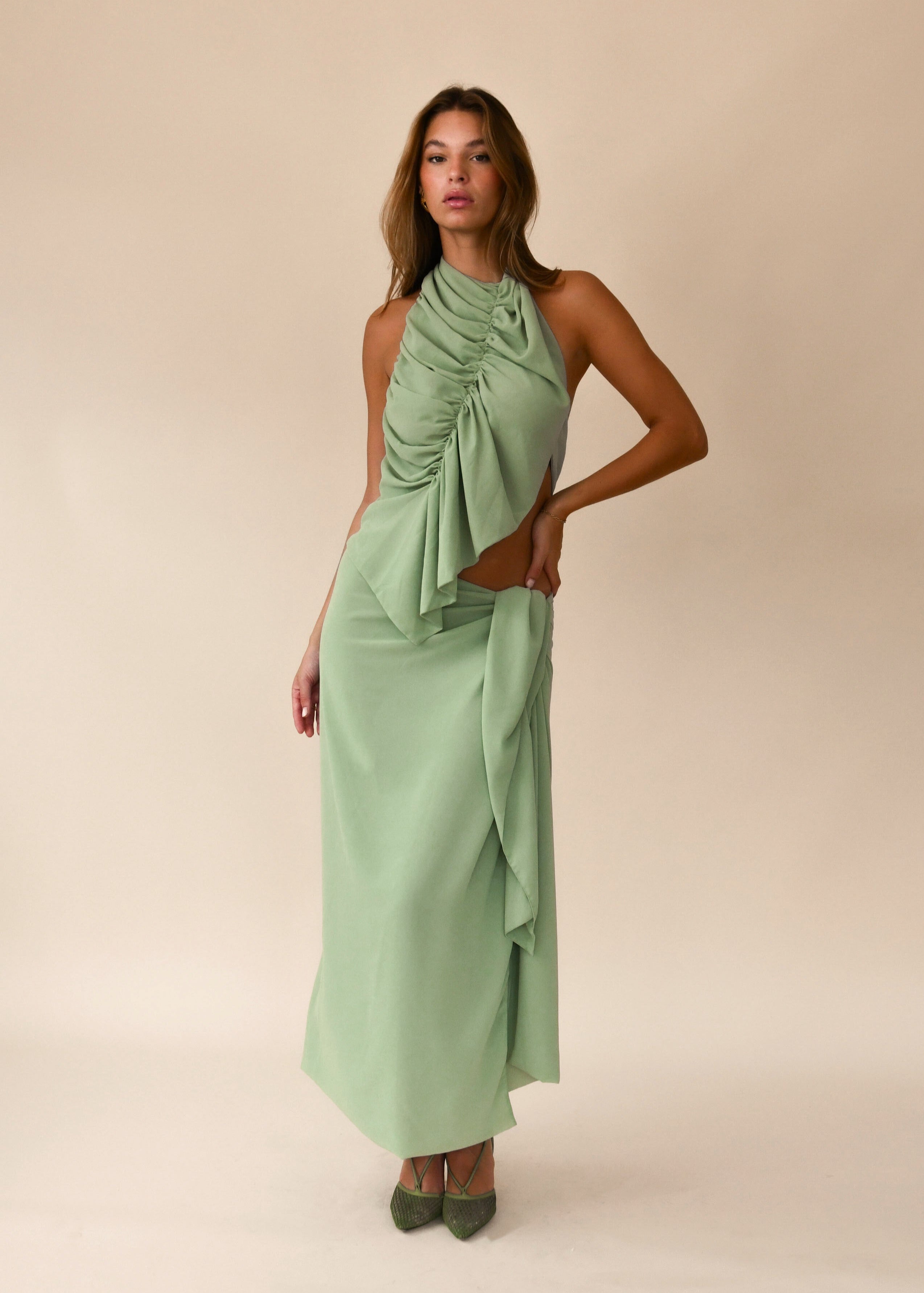 Valérinne Bobbina Halter Draped Top