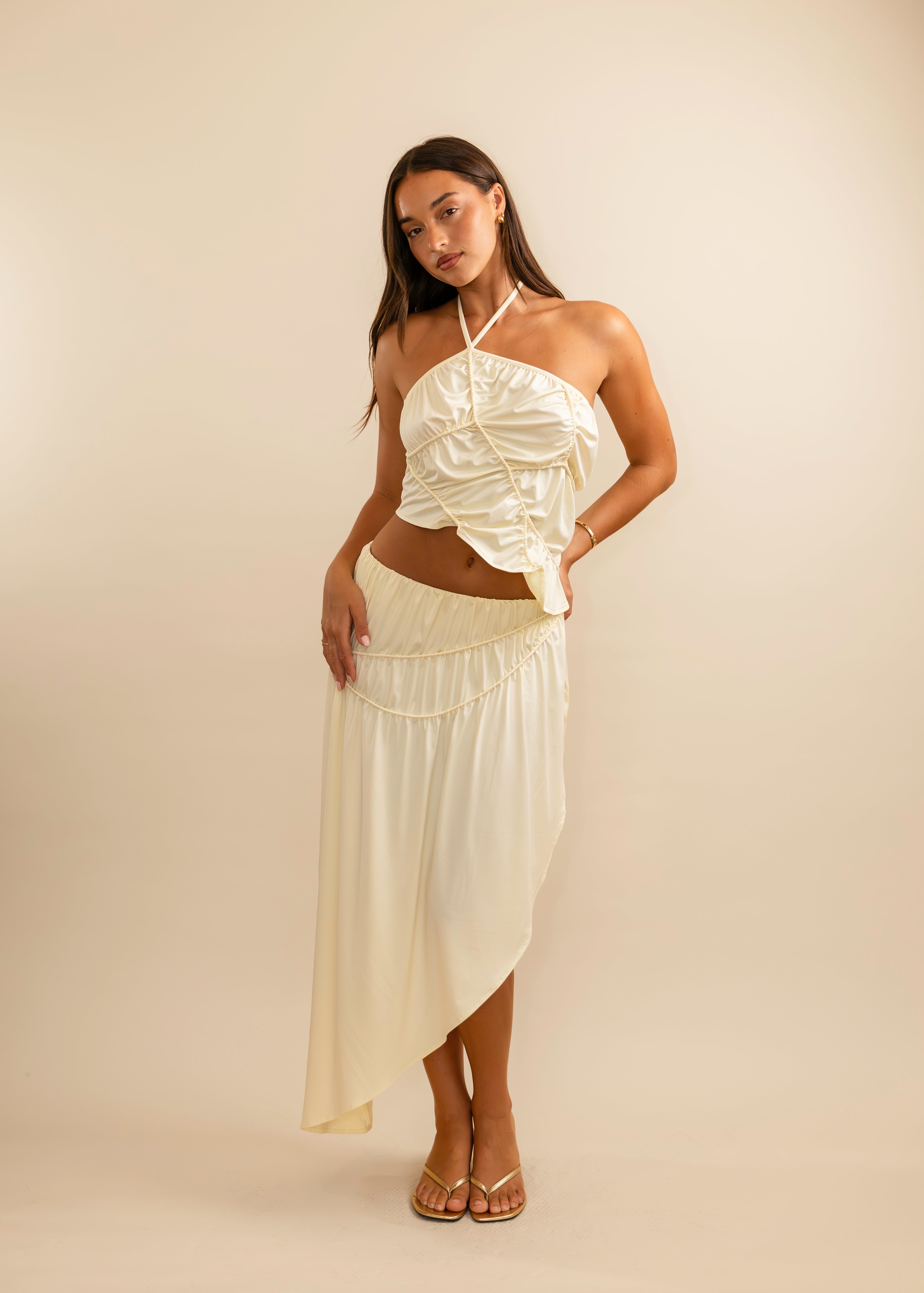 Valérinne Fleur Asymmetric Midi Skirt