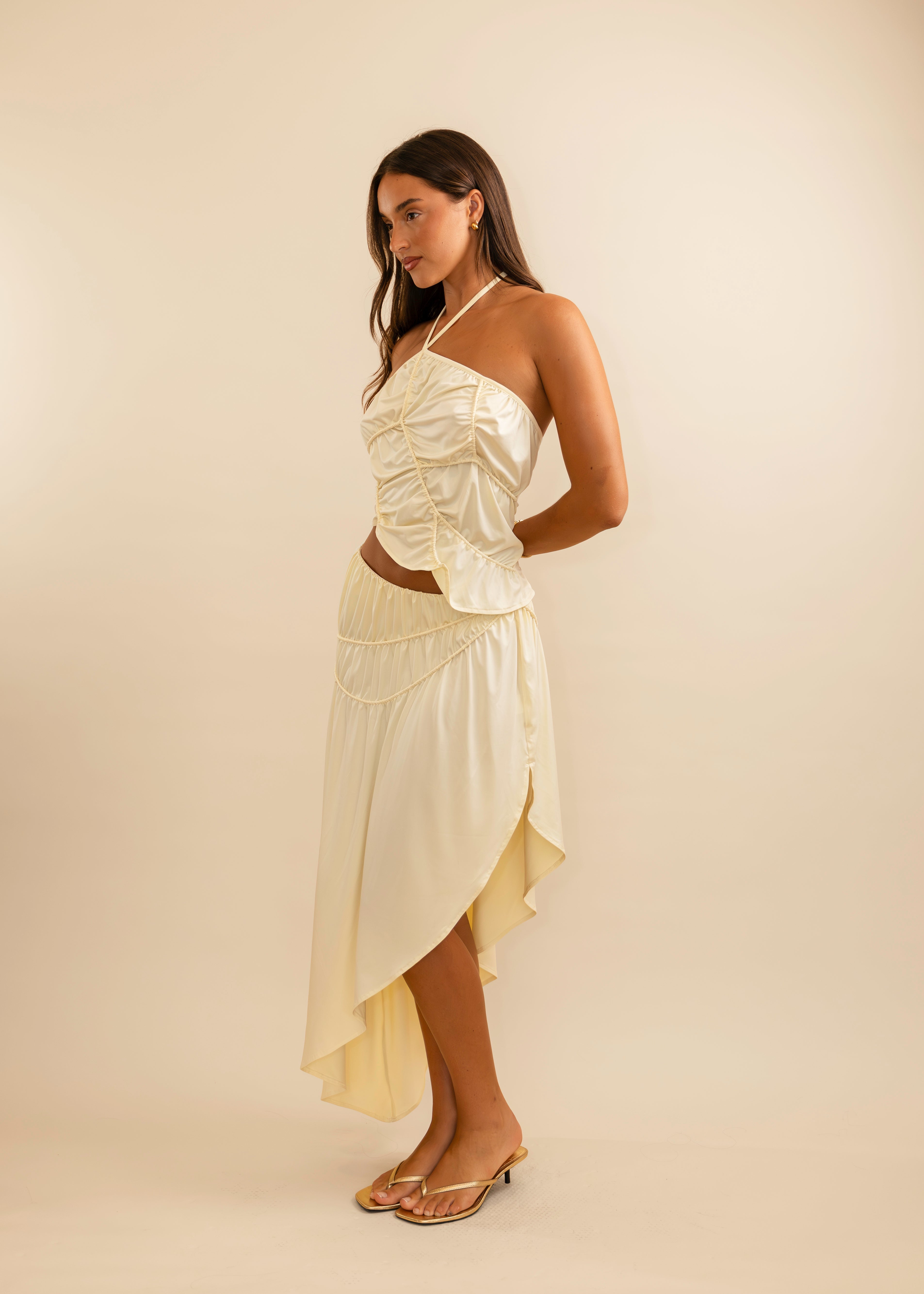 Valérinne Fleur Asymmetric Midi Skirt