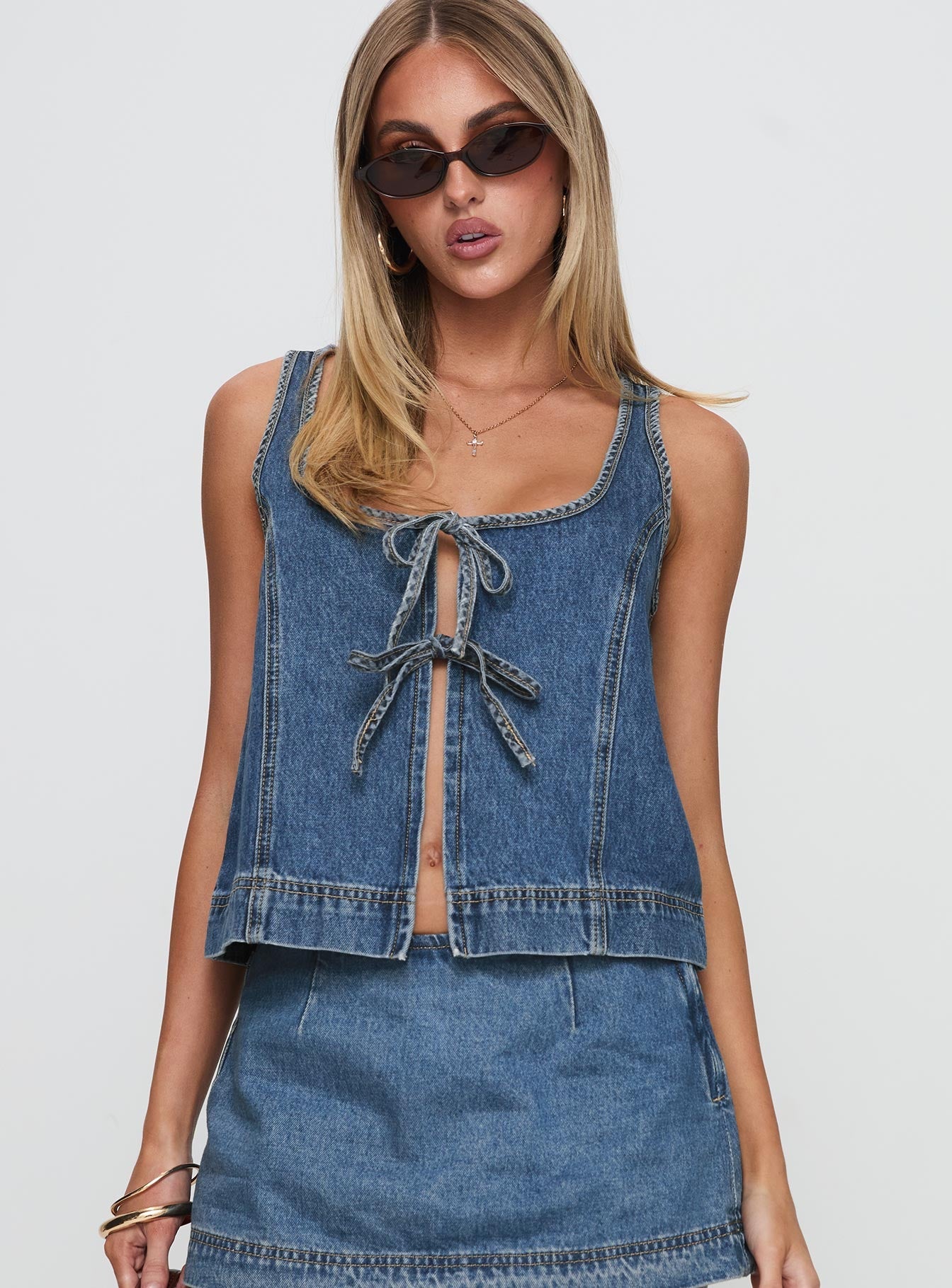 Valérinne Denim Tie Top