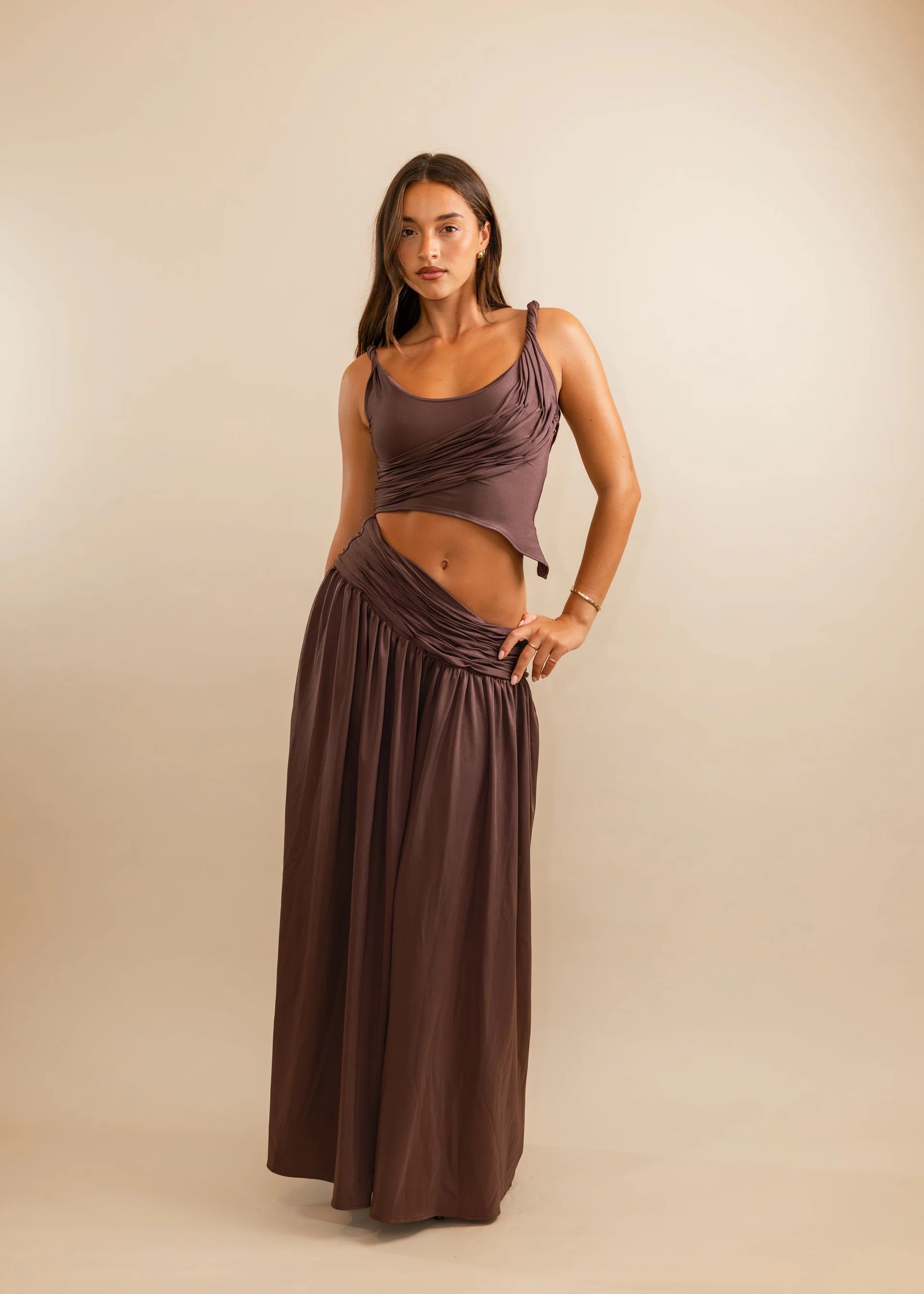 Valérinne Calypso Ruched Maxi Set