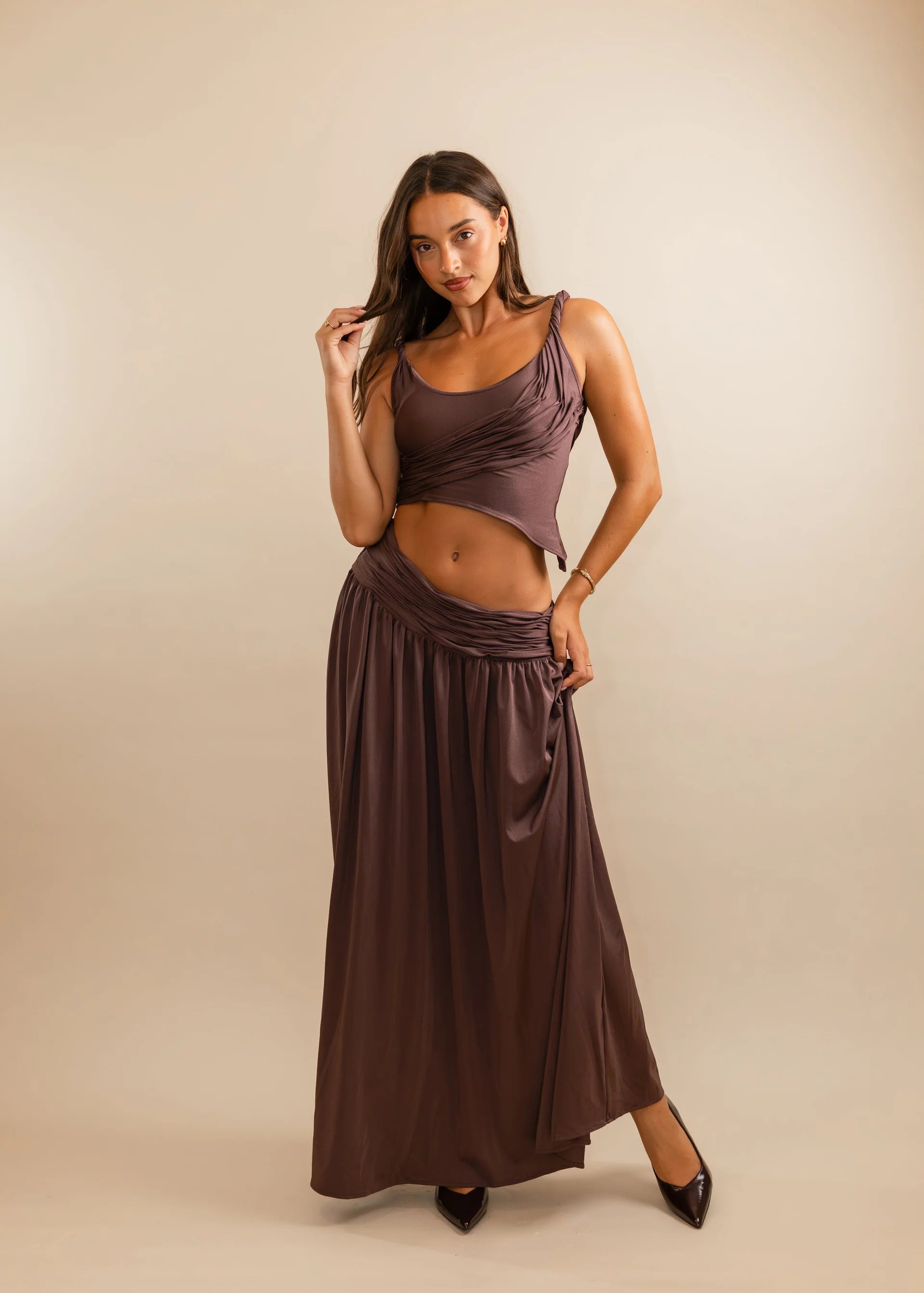 Valérinne Calypso Ruched Maxi Set