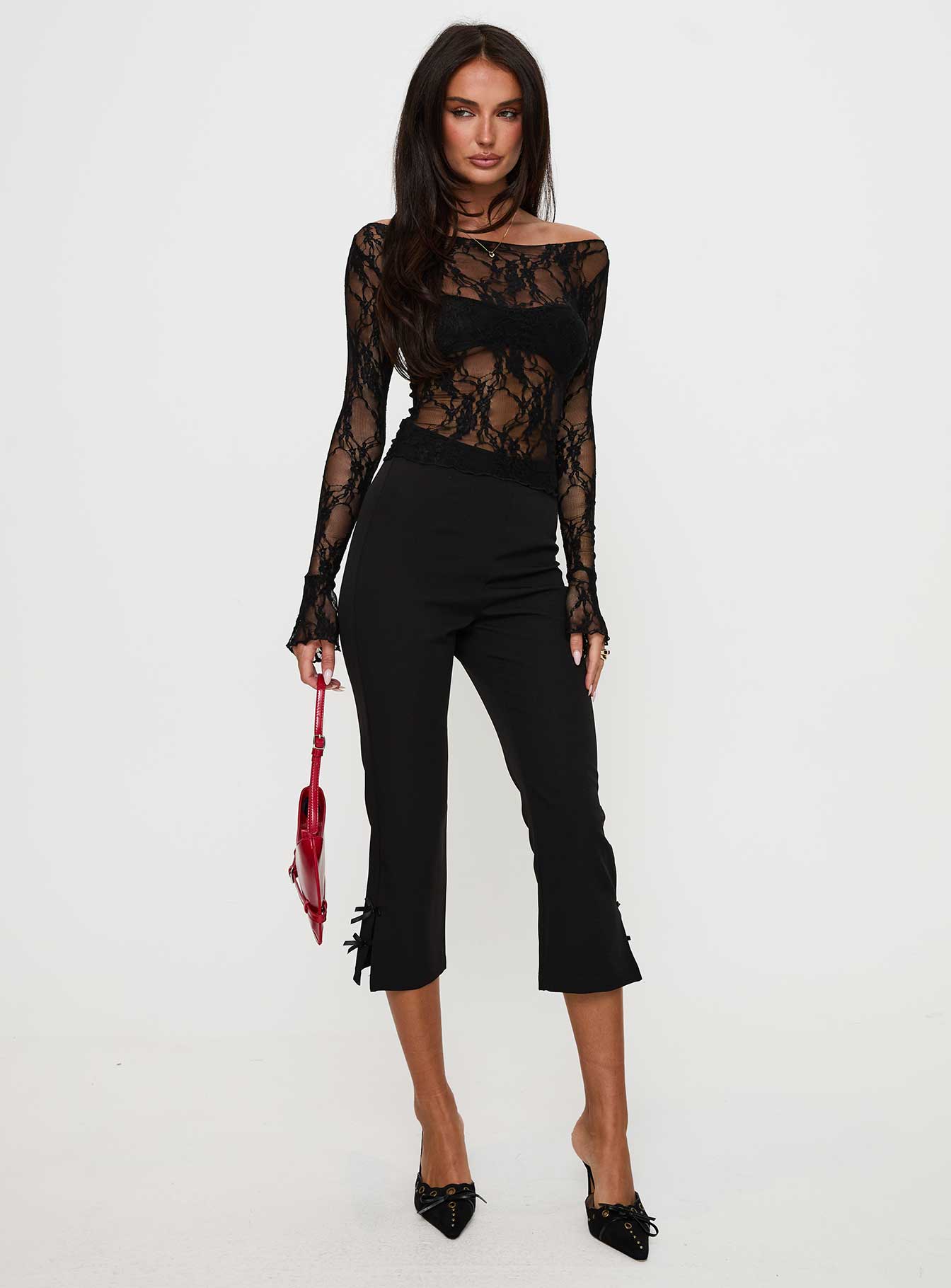 Valérinne Junae Sheer Lace Long Sleeve Top