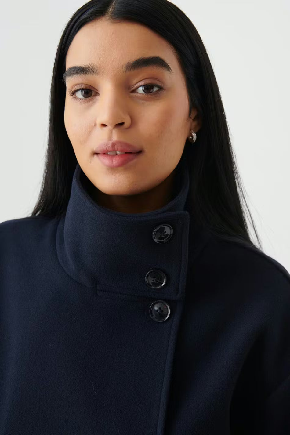 Valérinne Marin High-Neck Short Coat