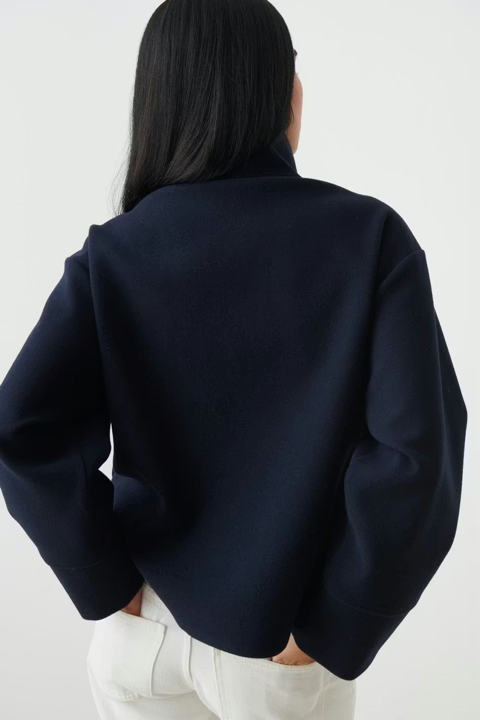 Valérinne Marin High-Neck Short Coat