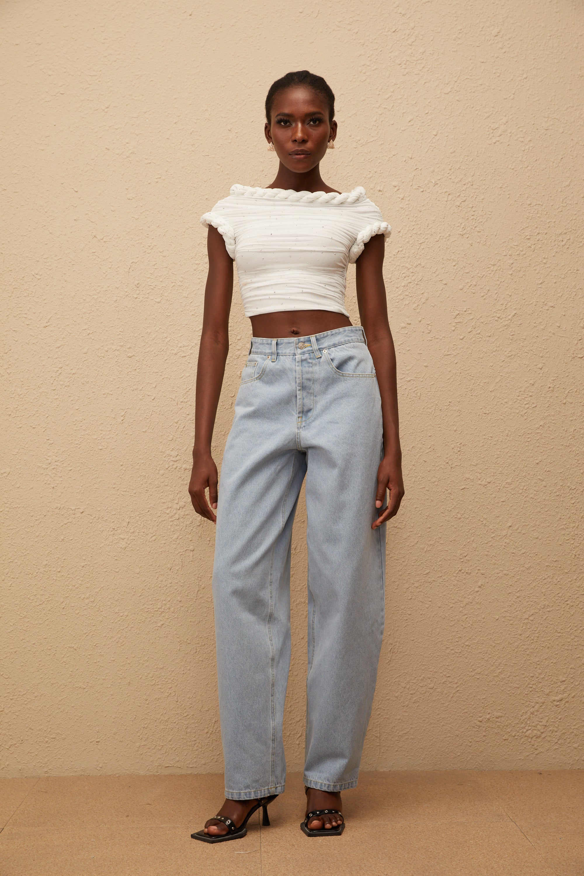 Valérinne Alix Lace-Up Wide-Leg Denim
