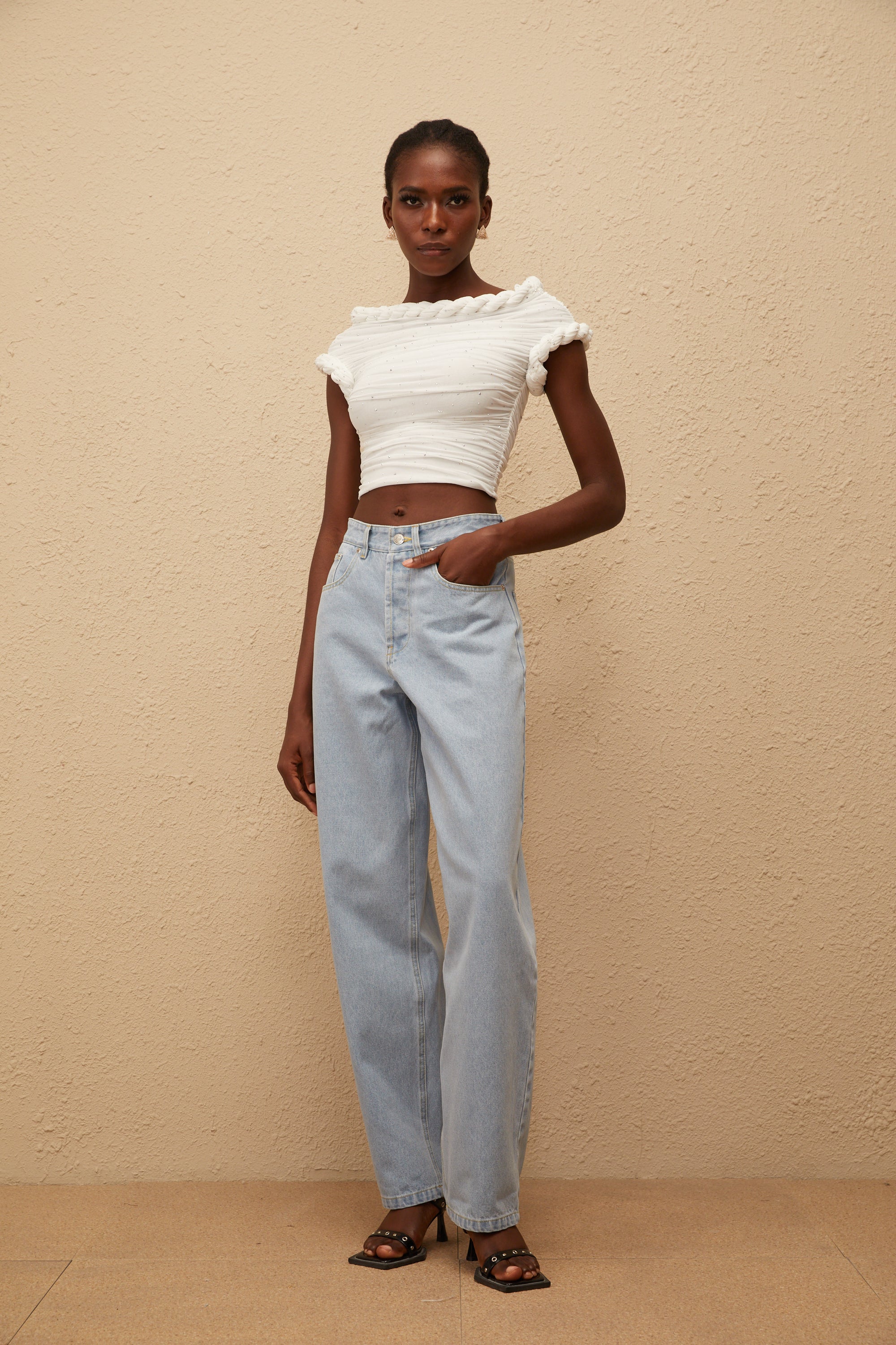 Valérinne Alix Lace-Up Wide-Leg Denim