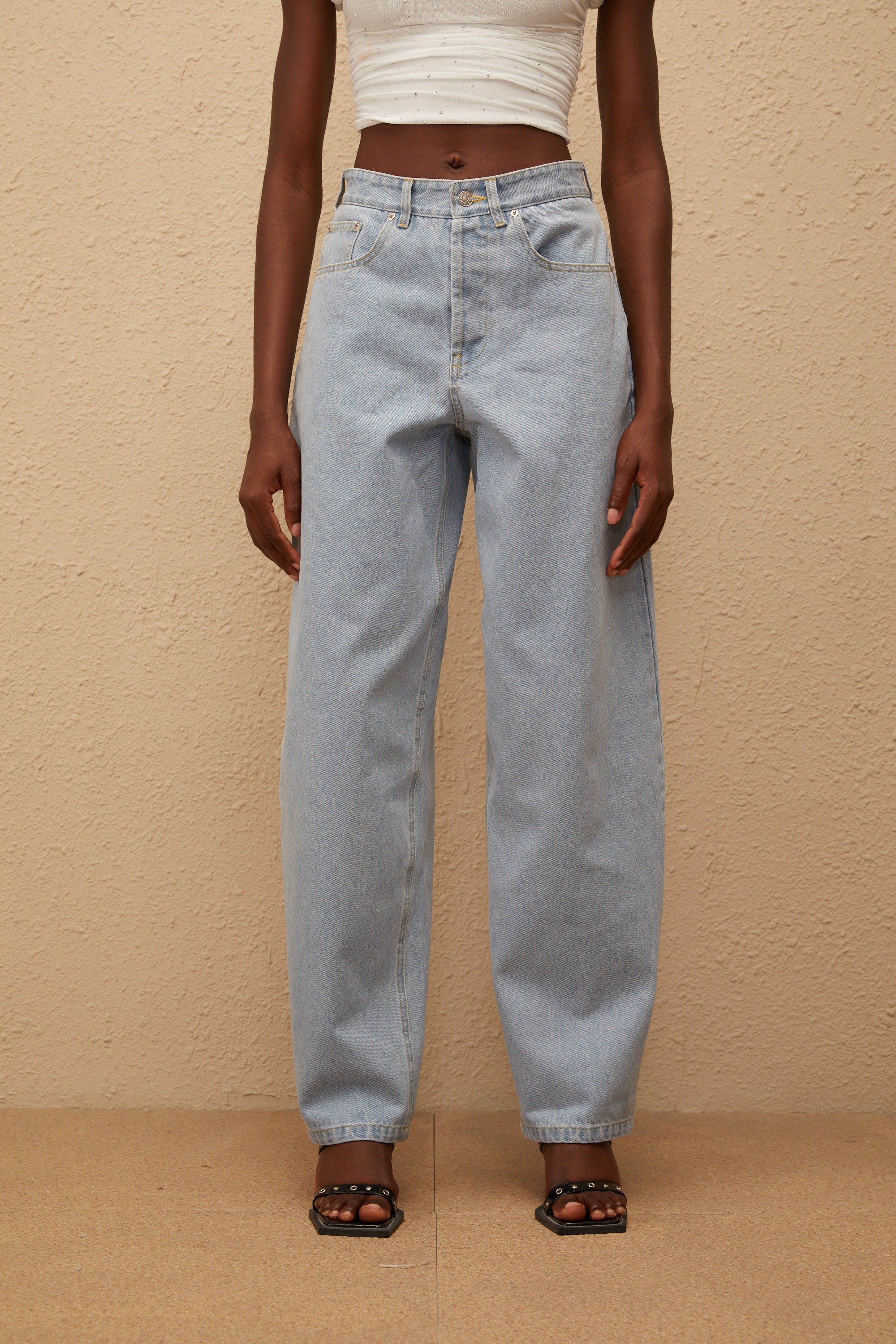Valérinne Alix Lace-Up Wide-Leg Denim