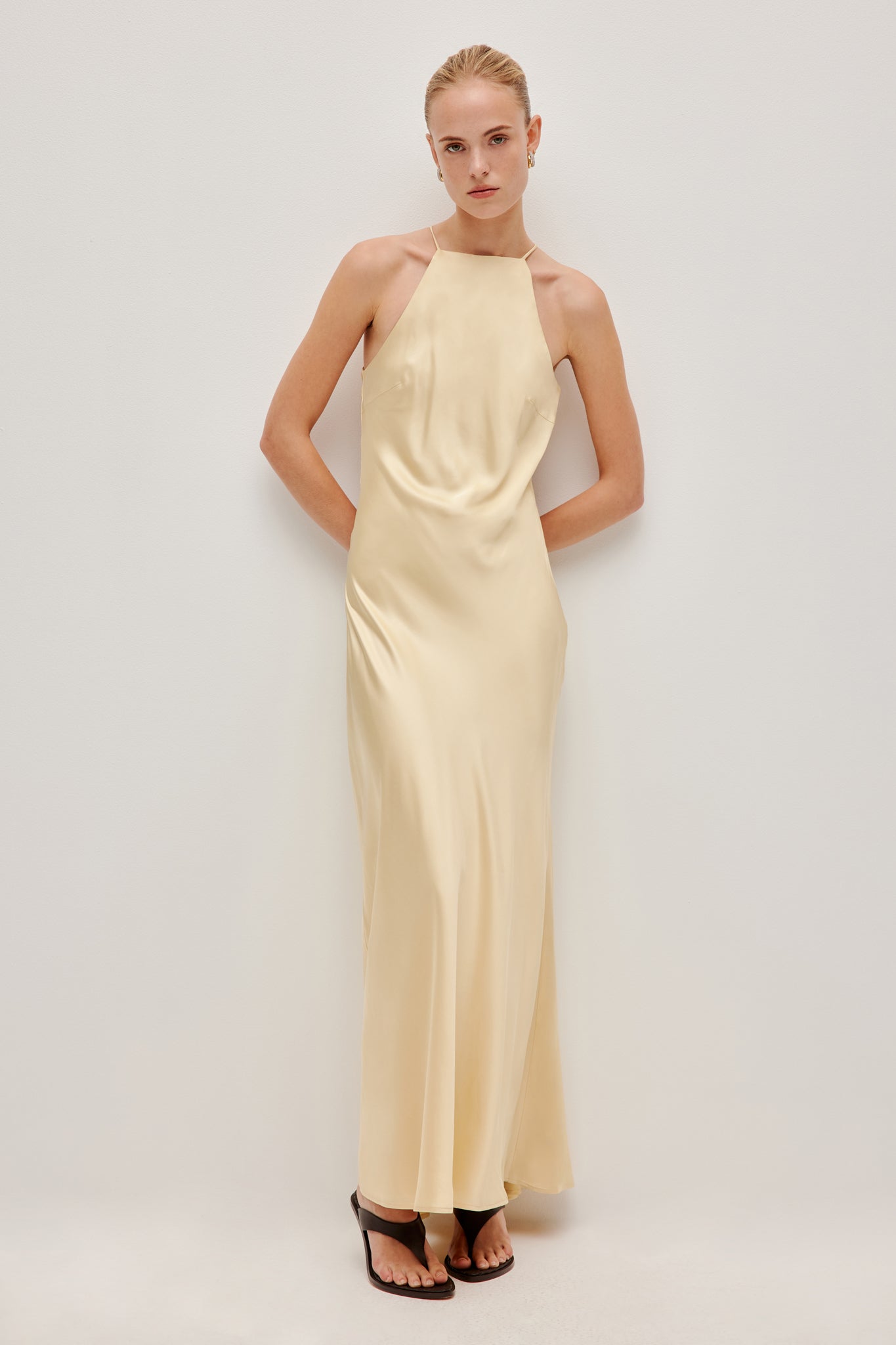 Valérinne Isadora Beaded Halter Maxi Dress