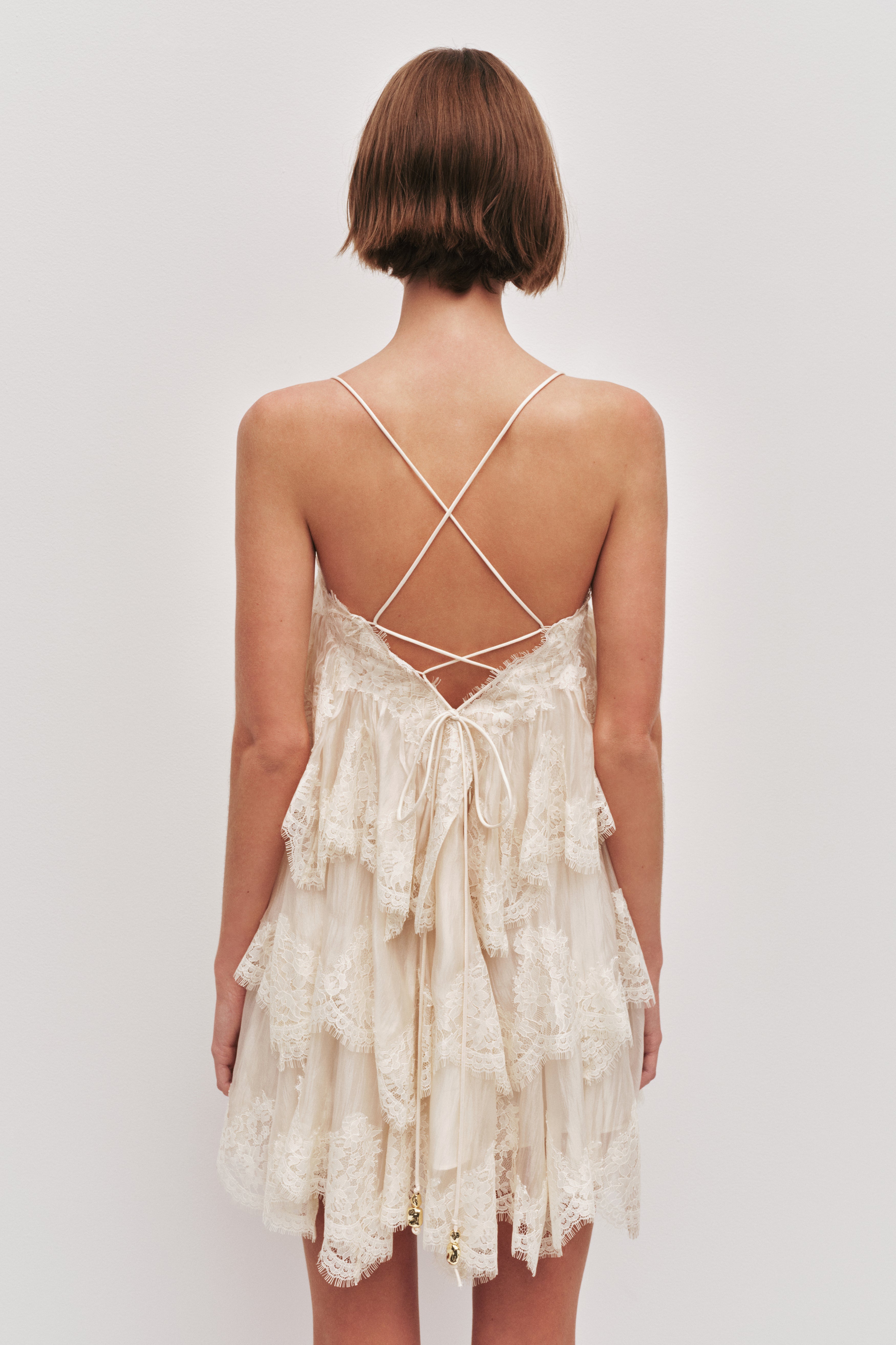 Valérinne Lace Tiered Mini Dress