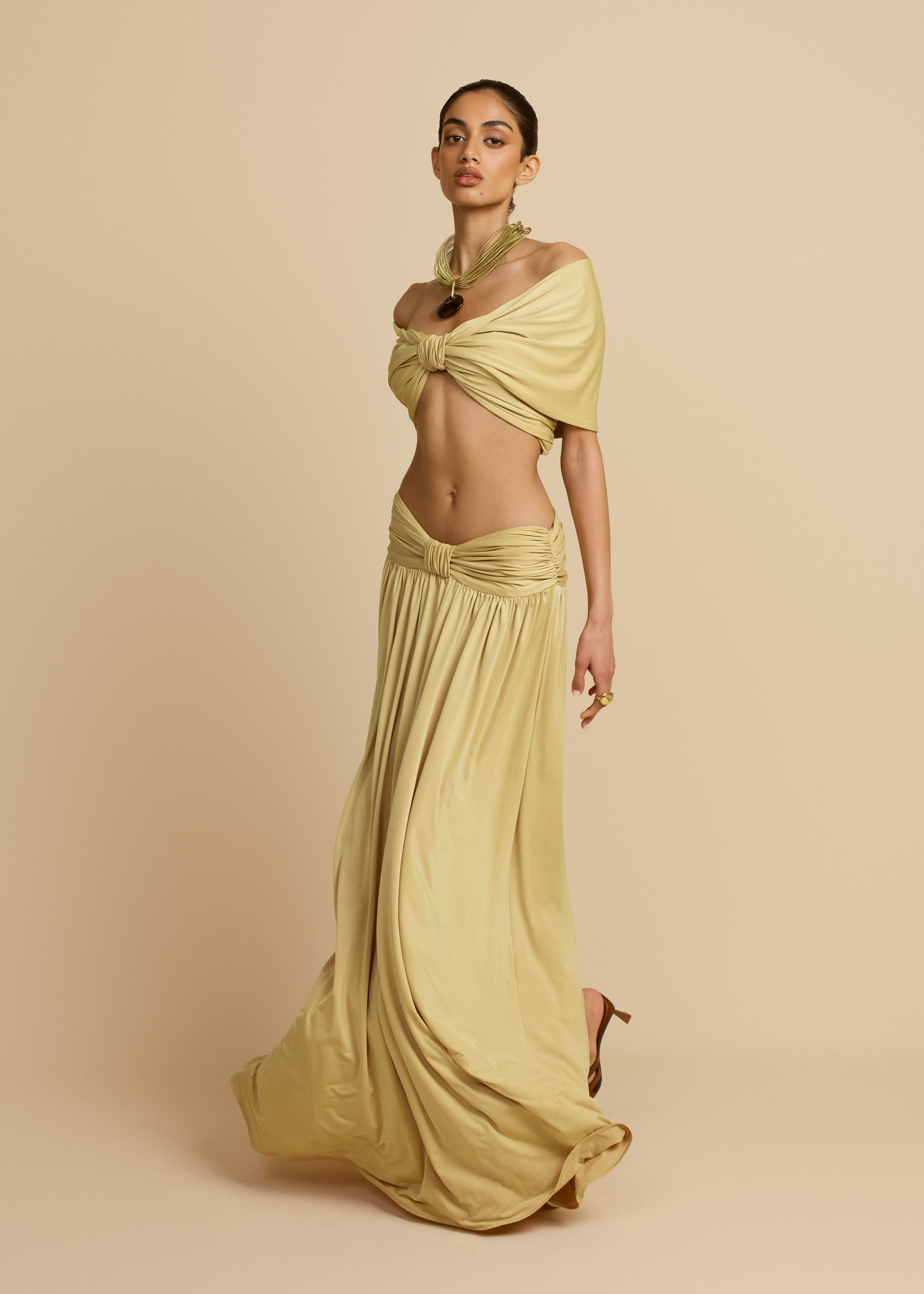 Valérinne Alessia Ruched Maxi Skirt
