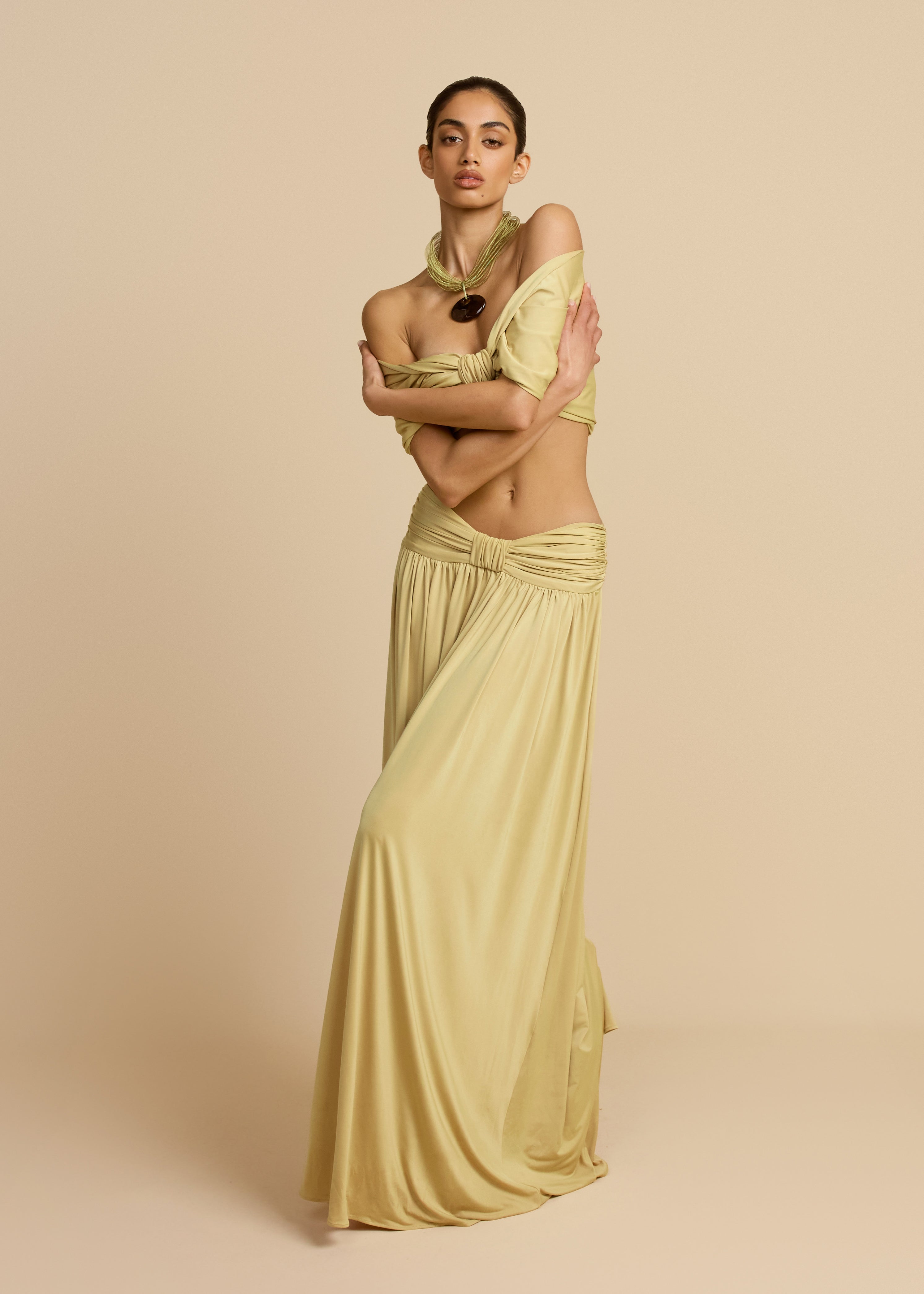Valérinne Alessia Ruched Maxi Skirt