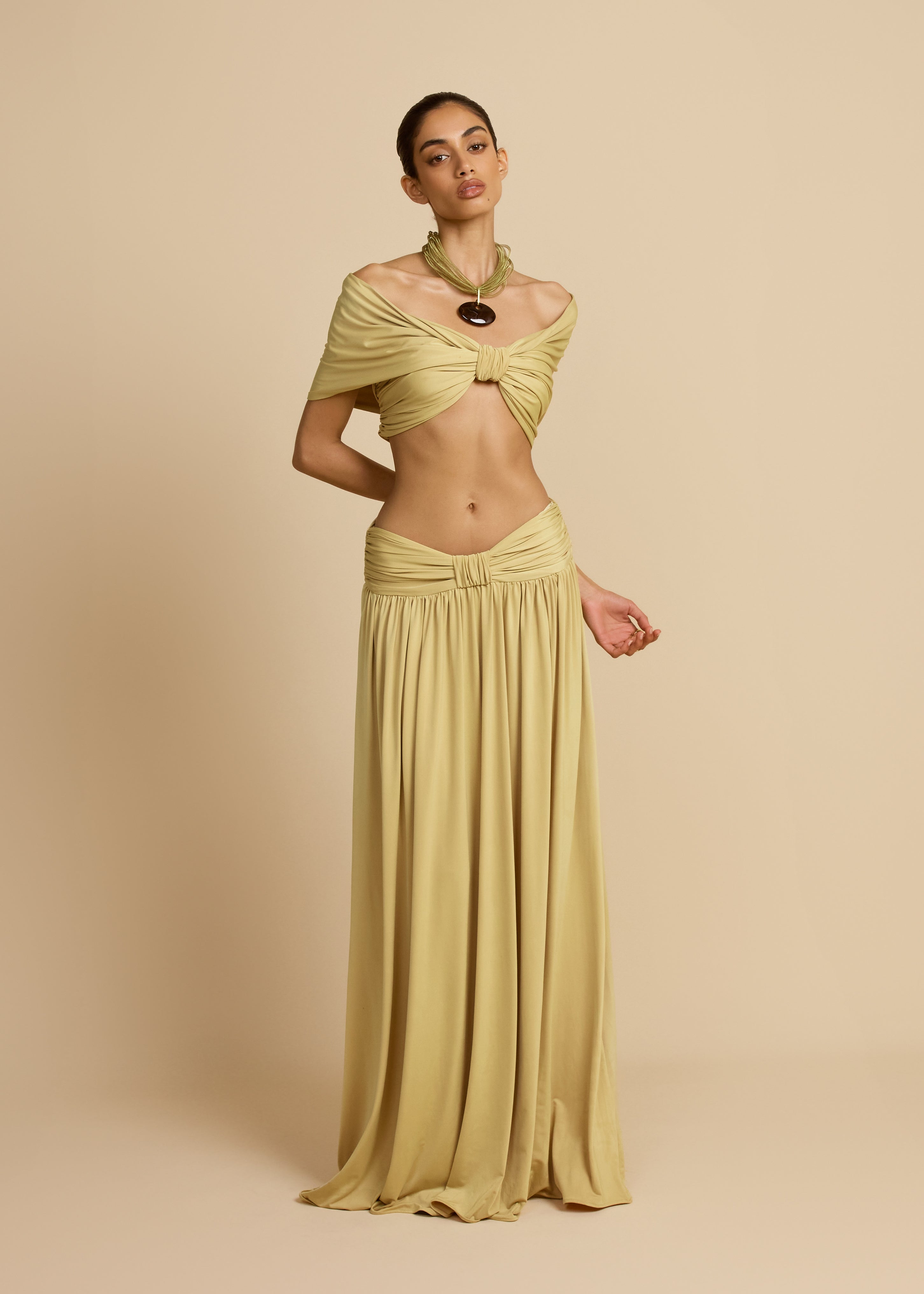 Valérinne Alessia Ruched Maxi Skirt