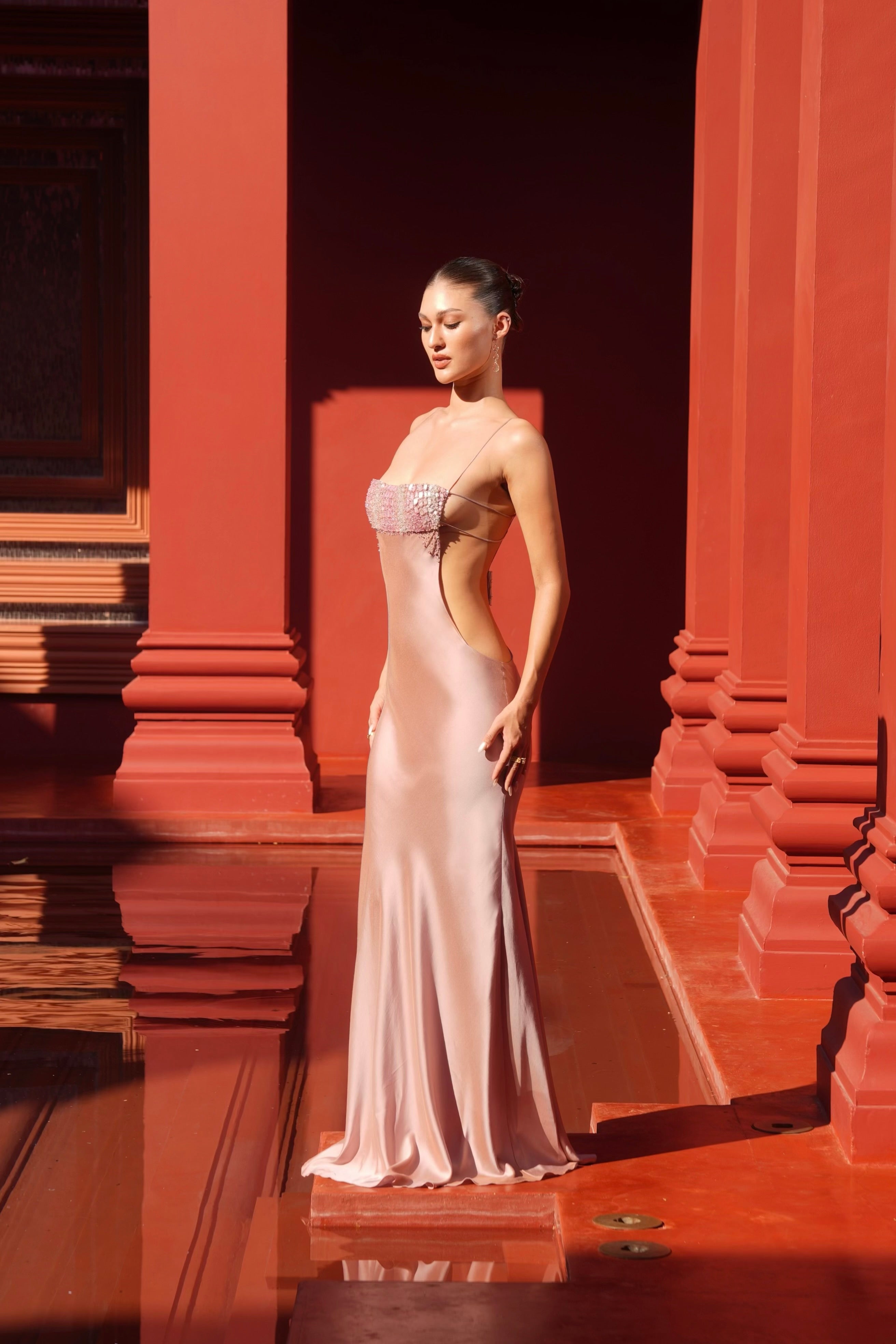 Valérinne Panraya Embroidered Mermaid Maxi Dress