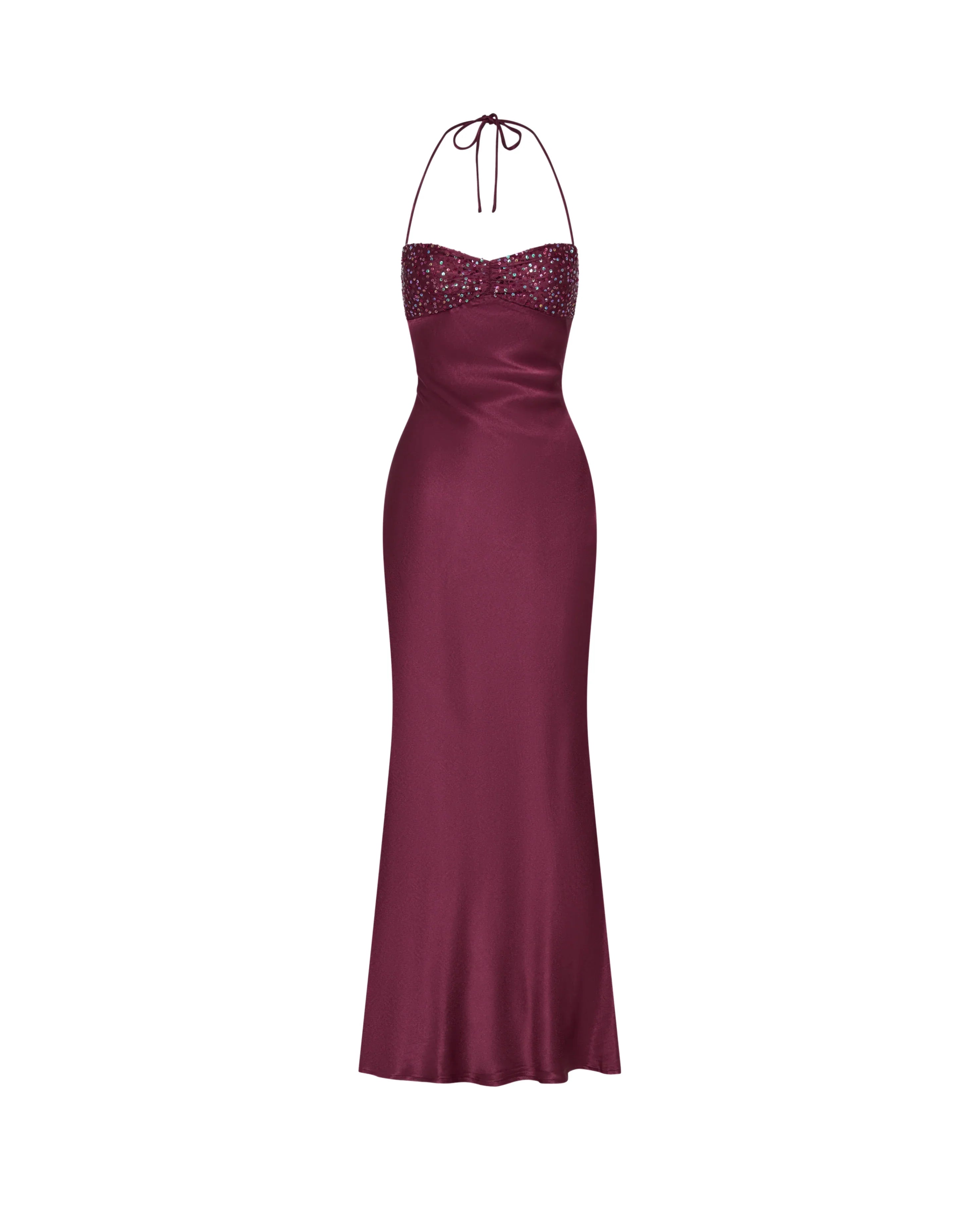 Valérinne Beaded Halter Maxi Dress