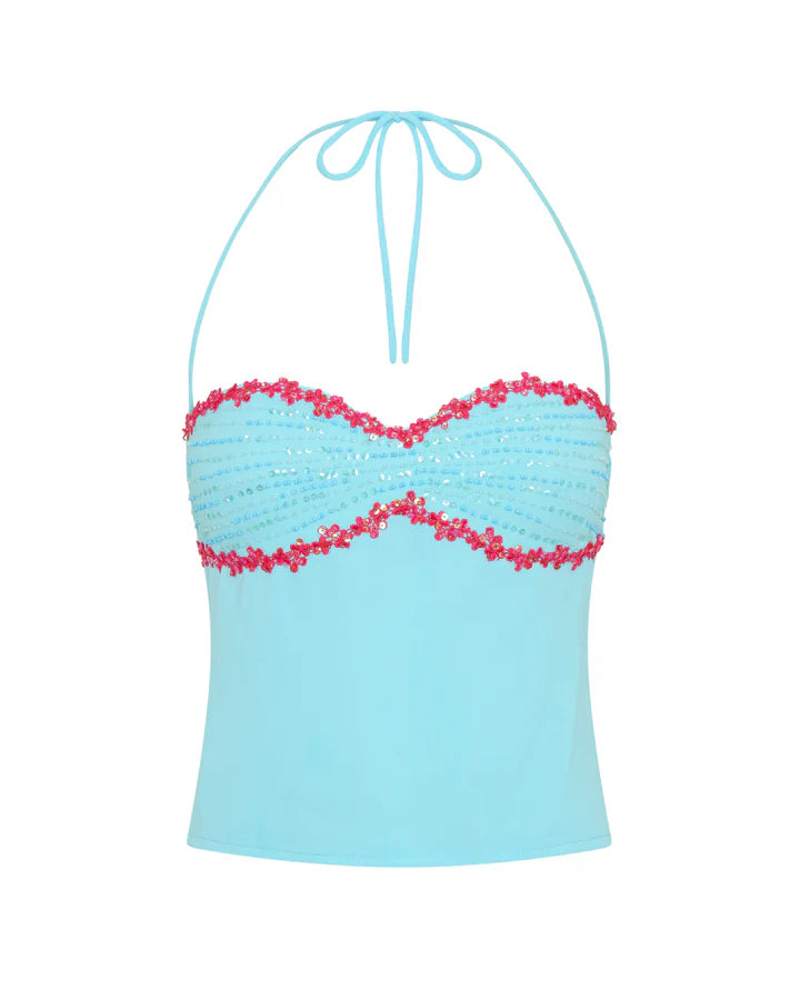 Valérinne Jemima Beaded Halter Top