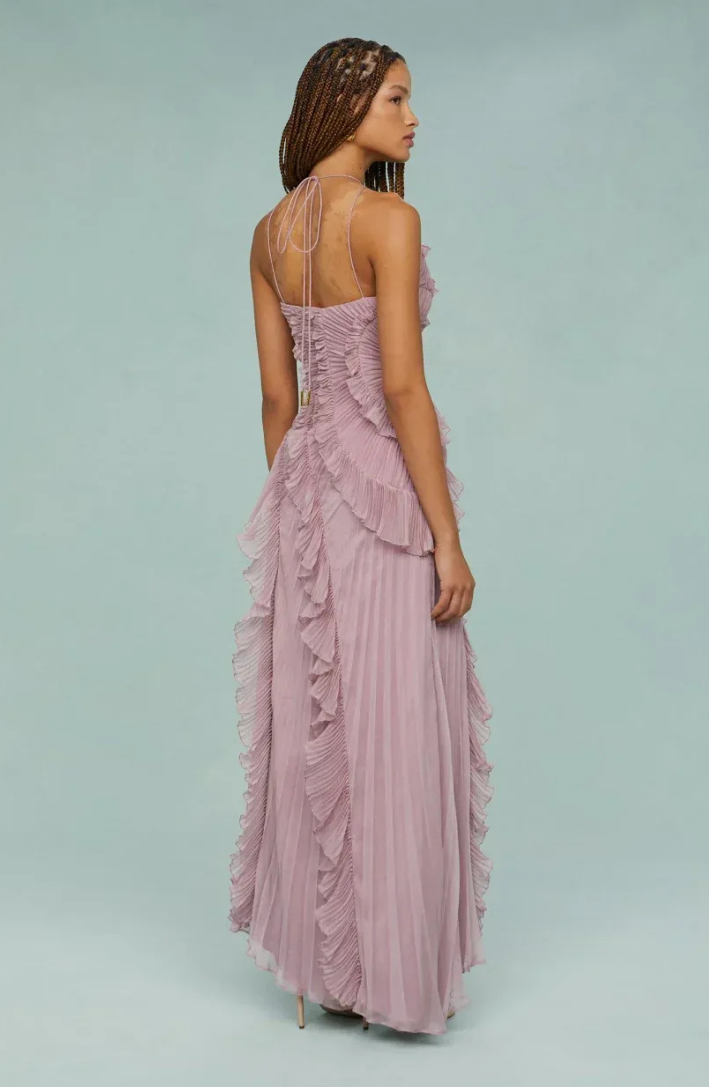 Valérinne Pleated Halter Maxi Dress