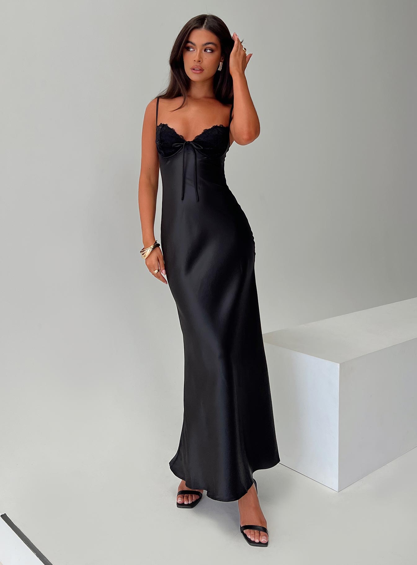 Valérinne Fadéa Bias-Cut Satin Maxi Dress