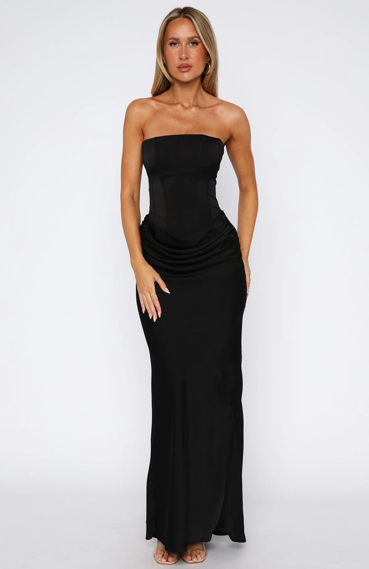 Valérinne Amora Draped Corset Maxi Dress