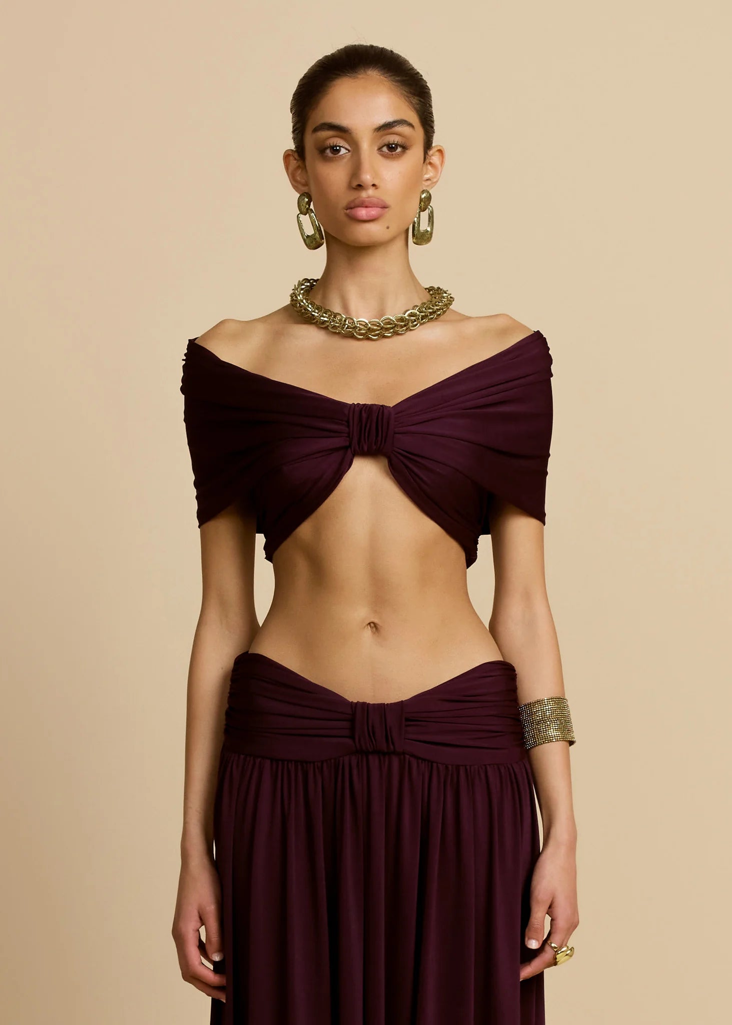 Valérinne Alessia Ruched Off-Shoulder Top