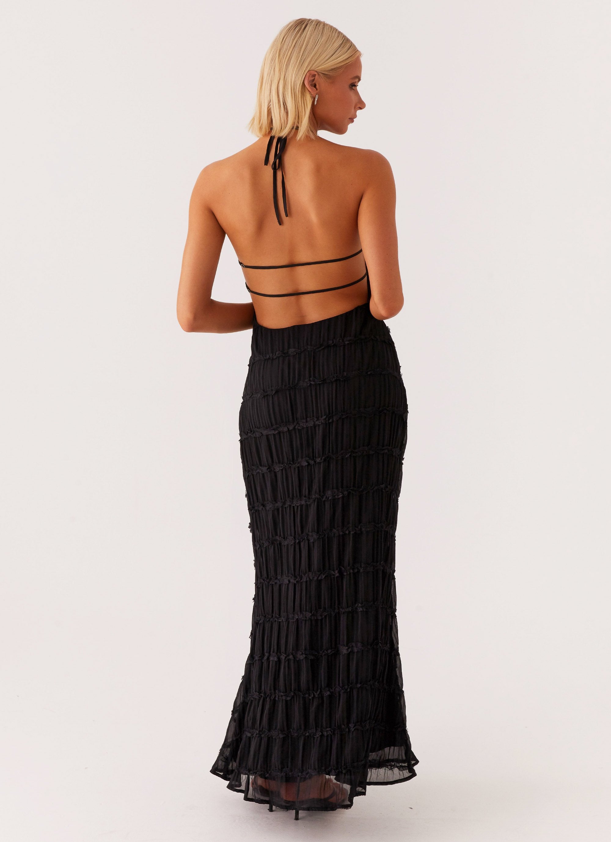 Valérinne Aullie Lace Halter Maxi Dress