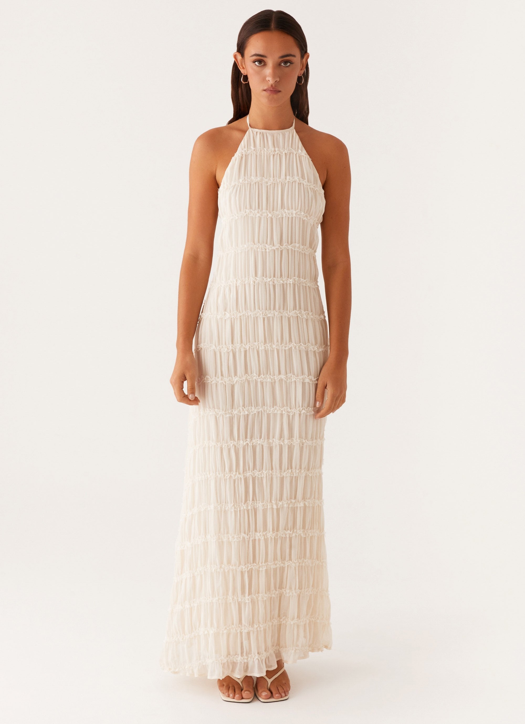 Valérinne Aullie Lace Halter Maxi Dress