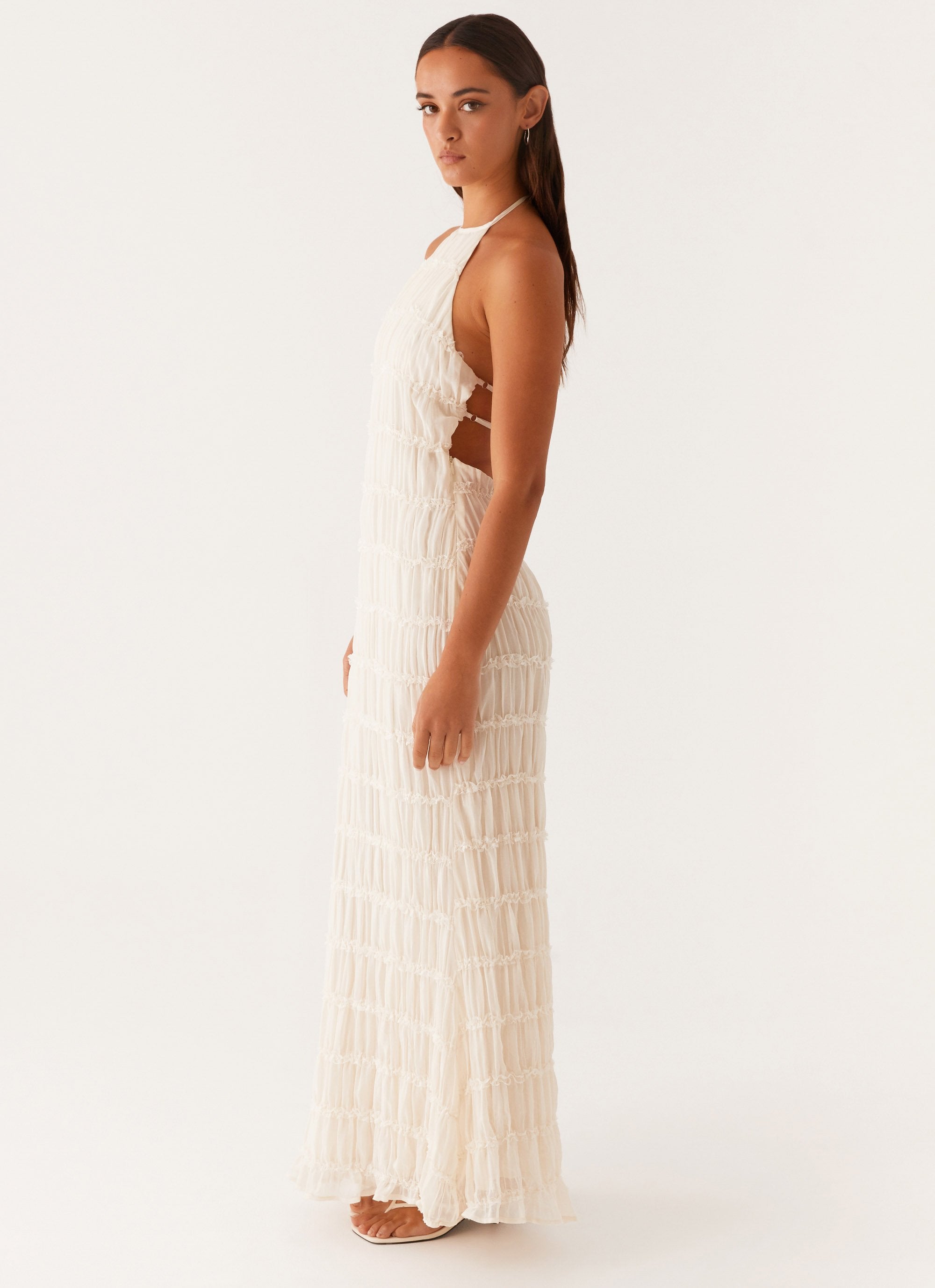 Valérinne Aullie Lace Halter Maxi Dress