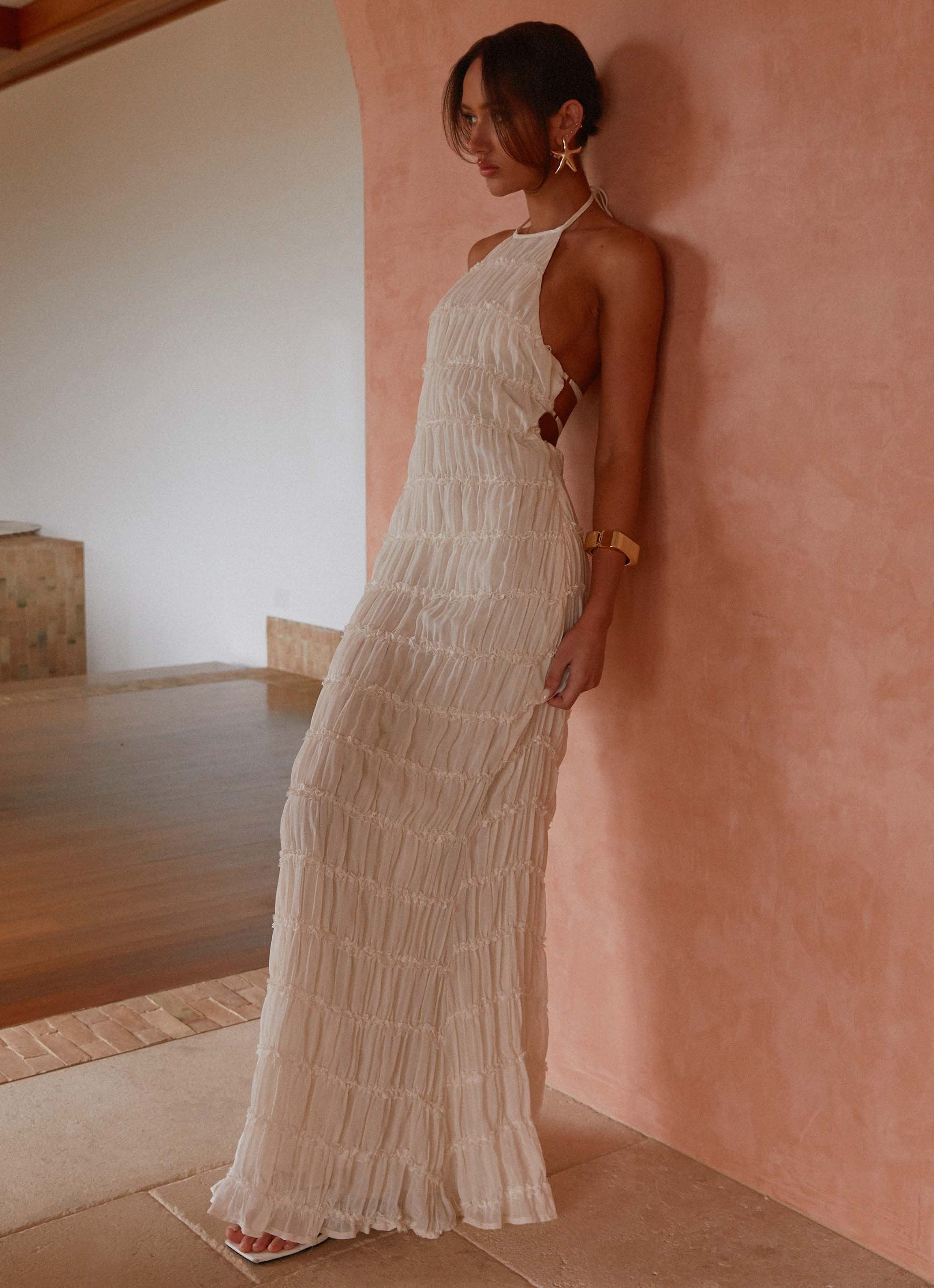 Valérinne Aullie Lace Halter Maxi Dress