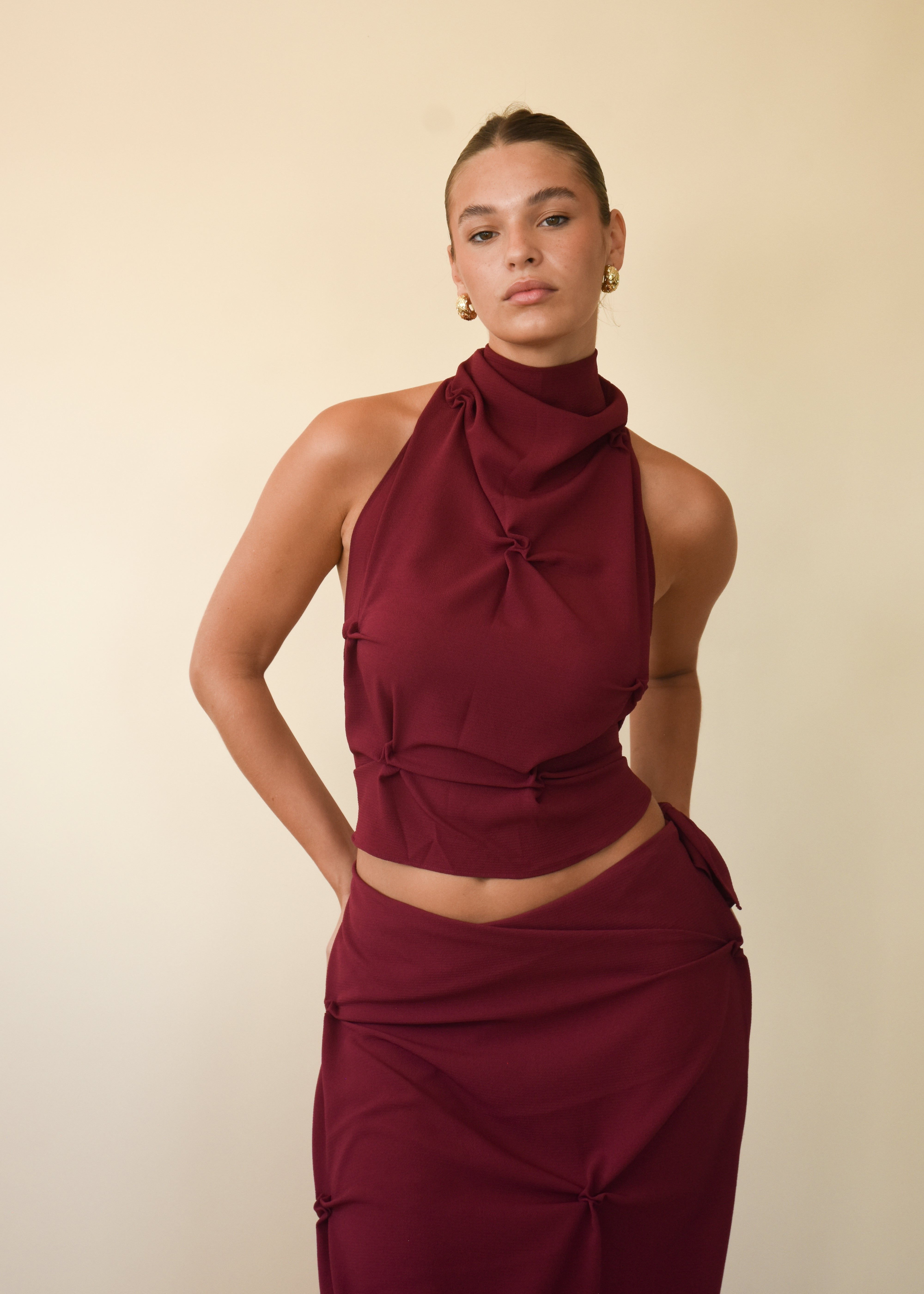 Valérinne Marbella Halter Draped Top