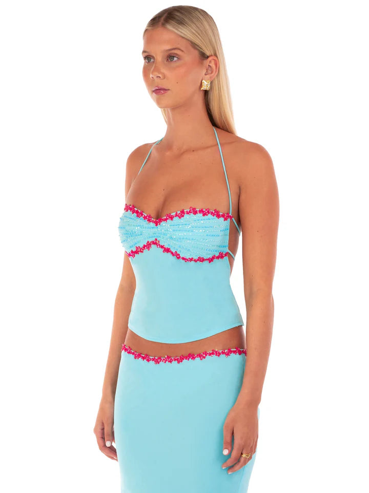 Valérinne Jemima Beaded Halter Top