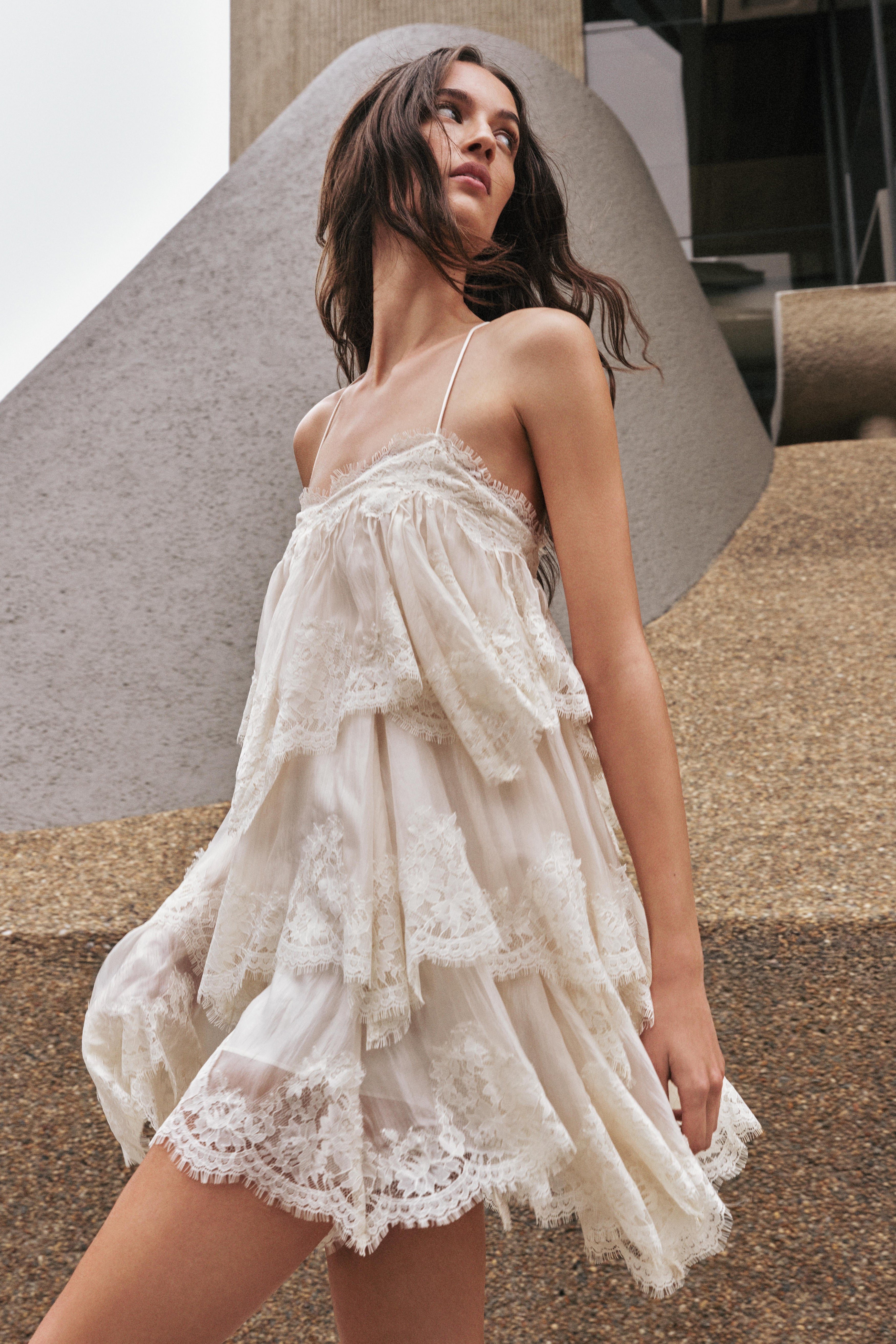 Valérinne Lace Tiered Mini Dress