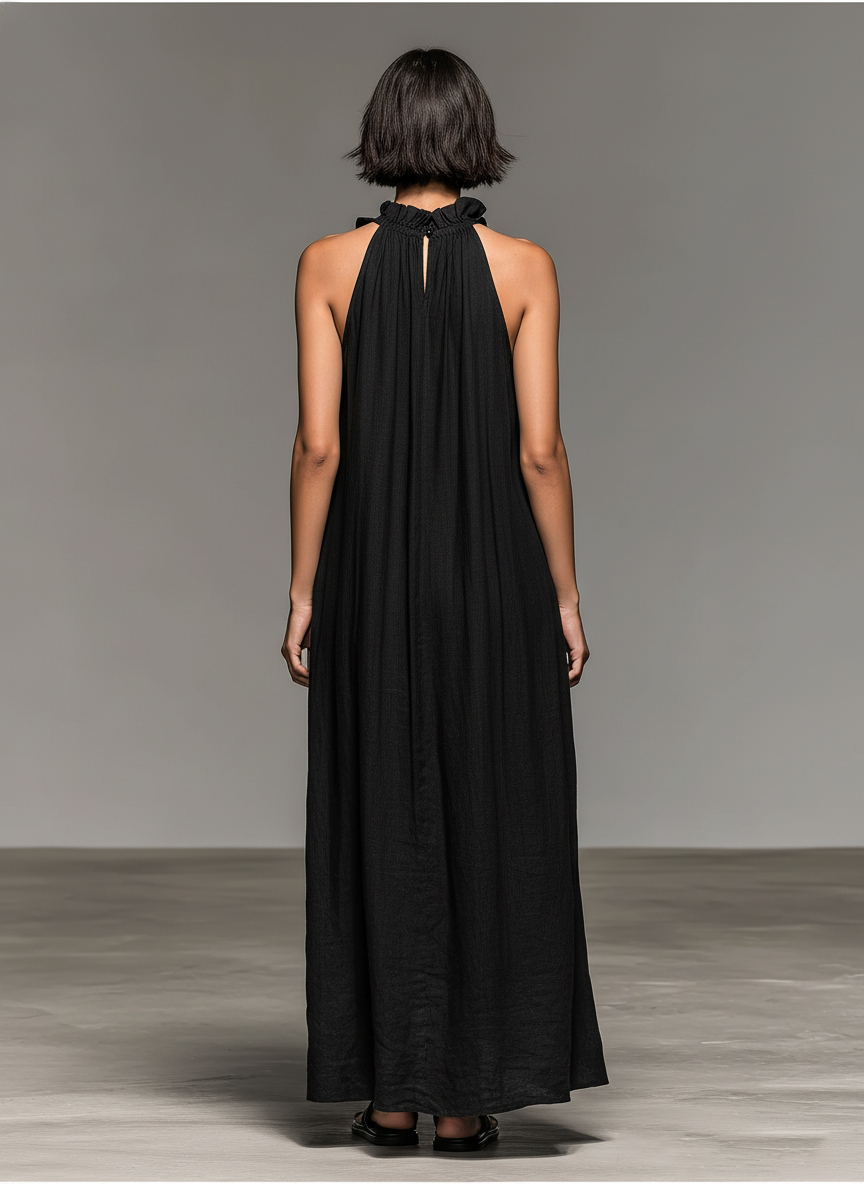 Valérinne Linen Ruffle Maxi Dress