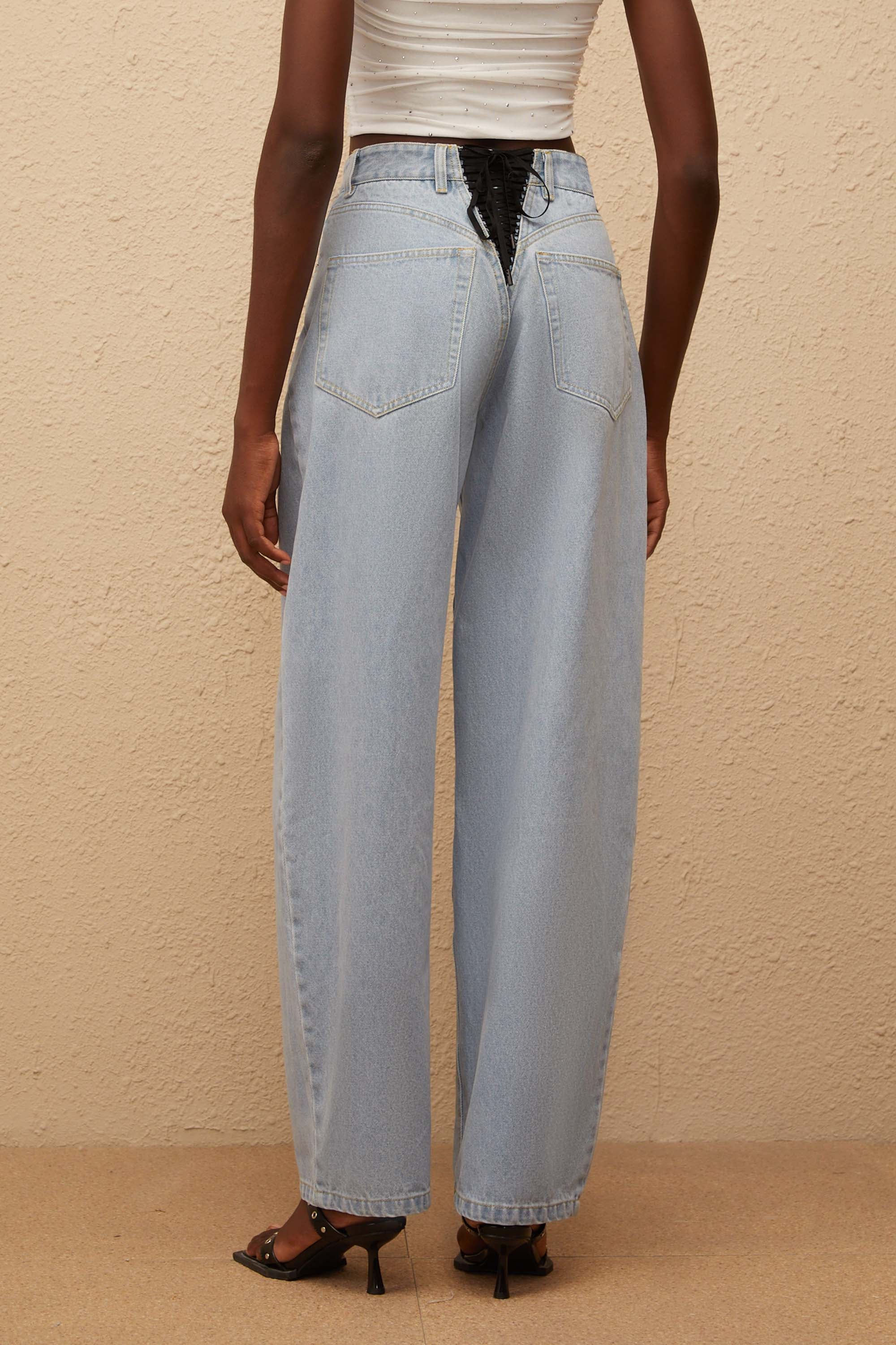 Valérinne Alix Lace-Up Wide-Leg Denim
