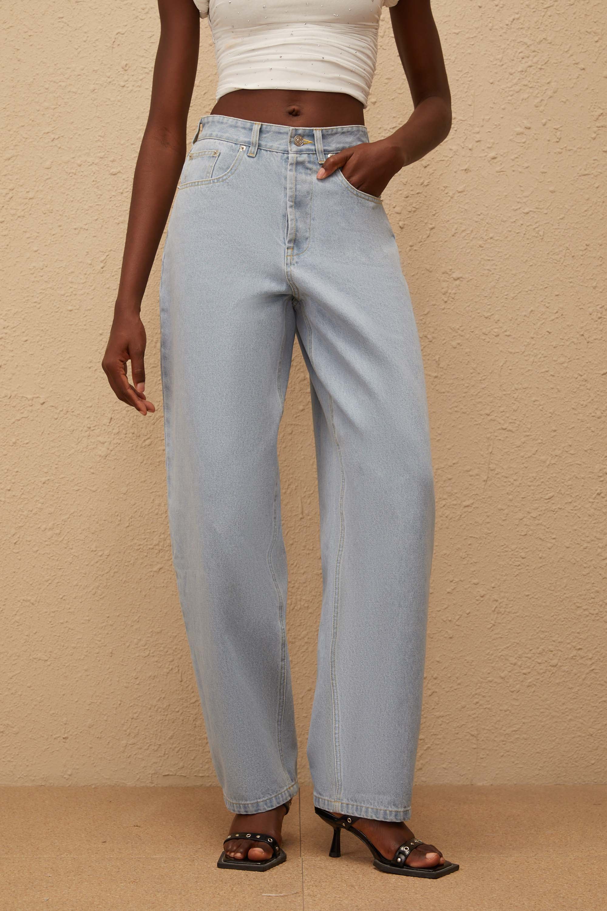 Valérinne Alix Lace-Up Wide-Leg Denim