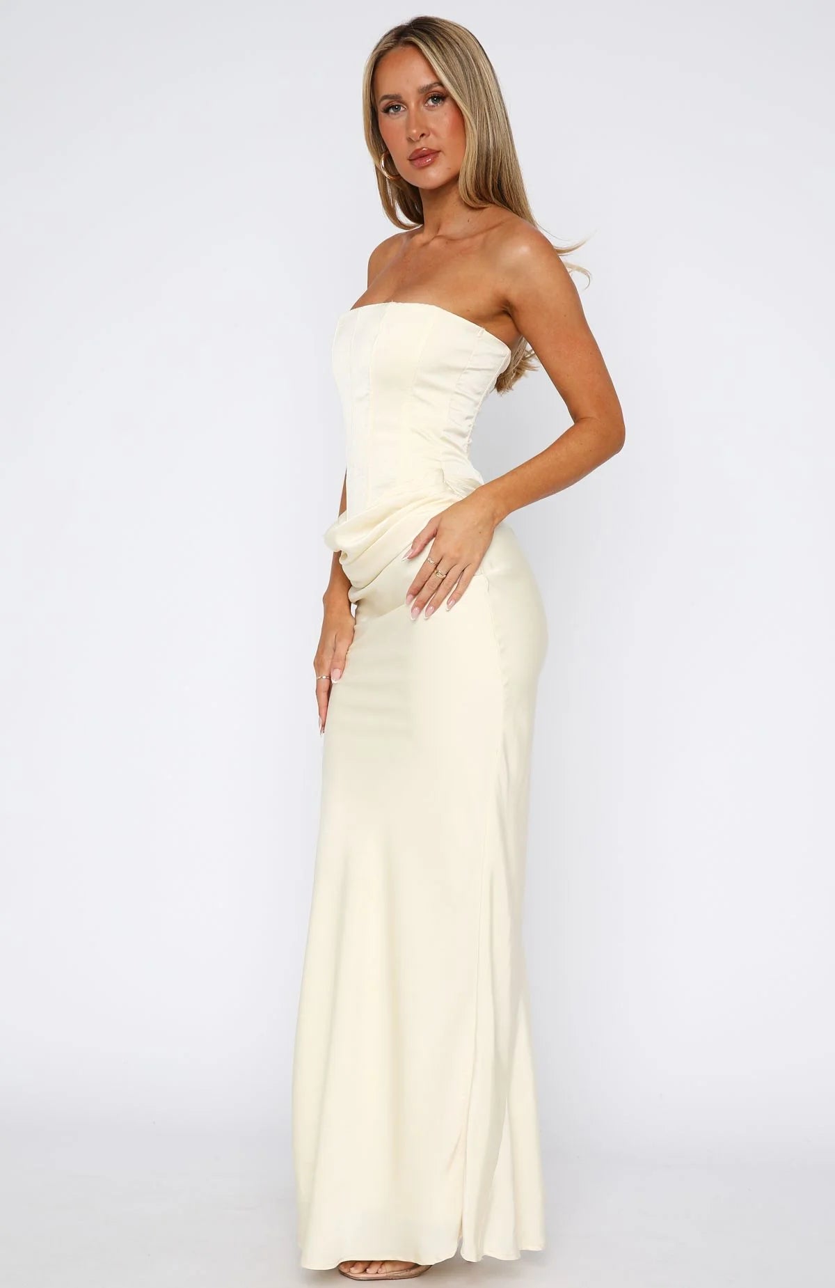 Valérinne Amora Draped Corset Maxi Dress