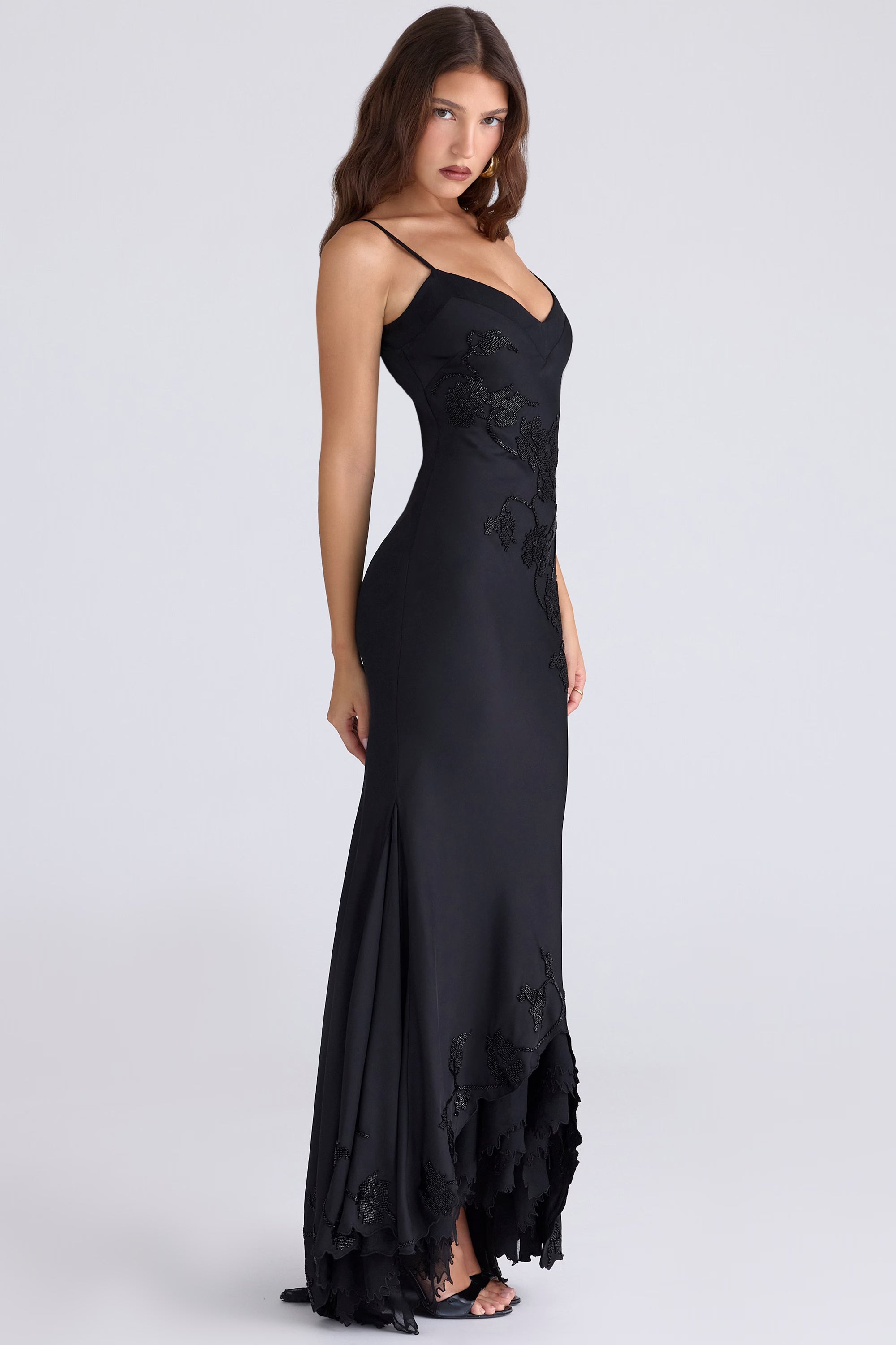 Valérinne Anastelle Beaded Satin Maxi Dress