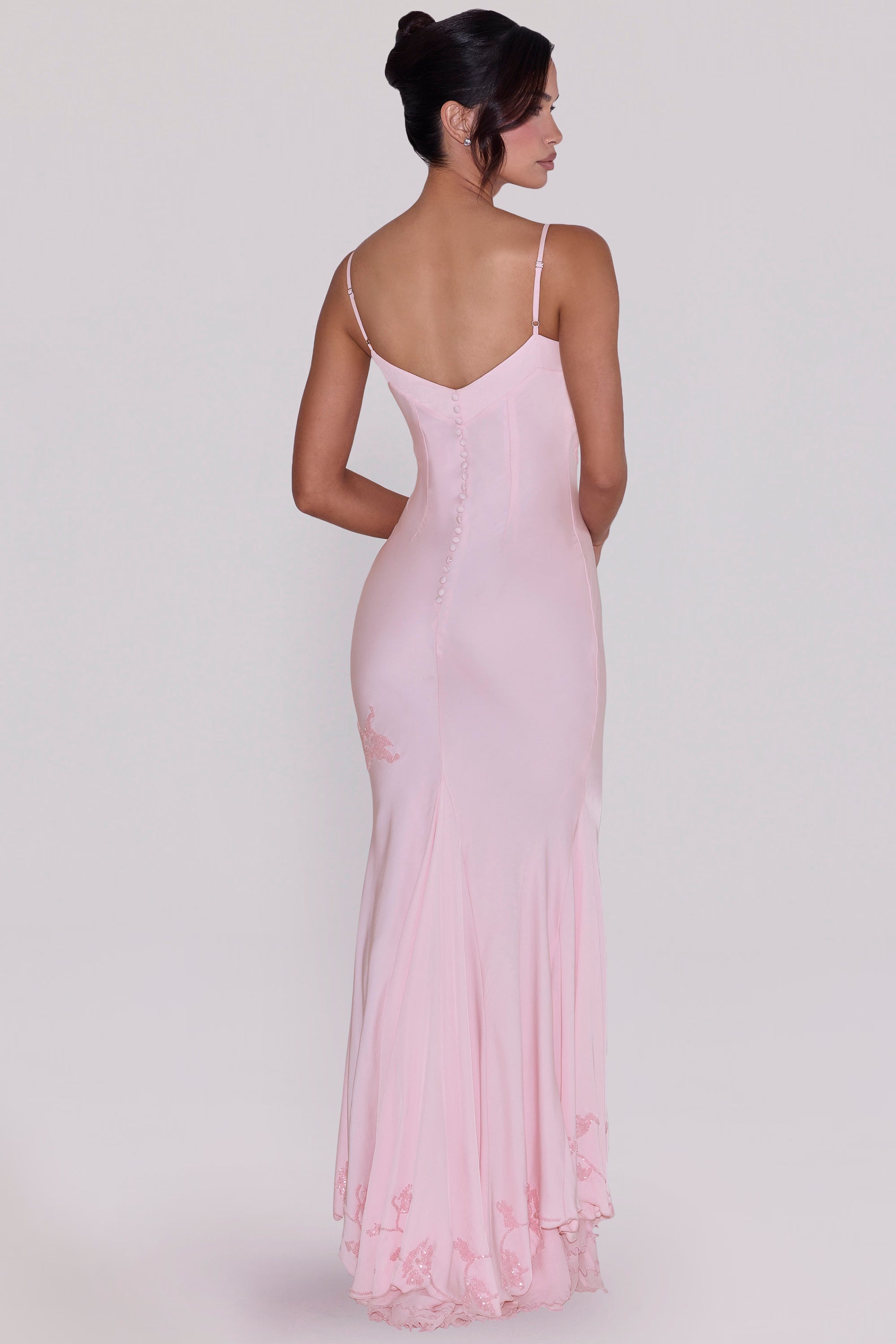 Valérinne Anastelle Beaded Satin Maxi Dress