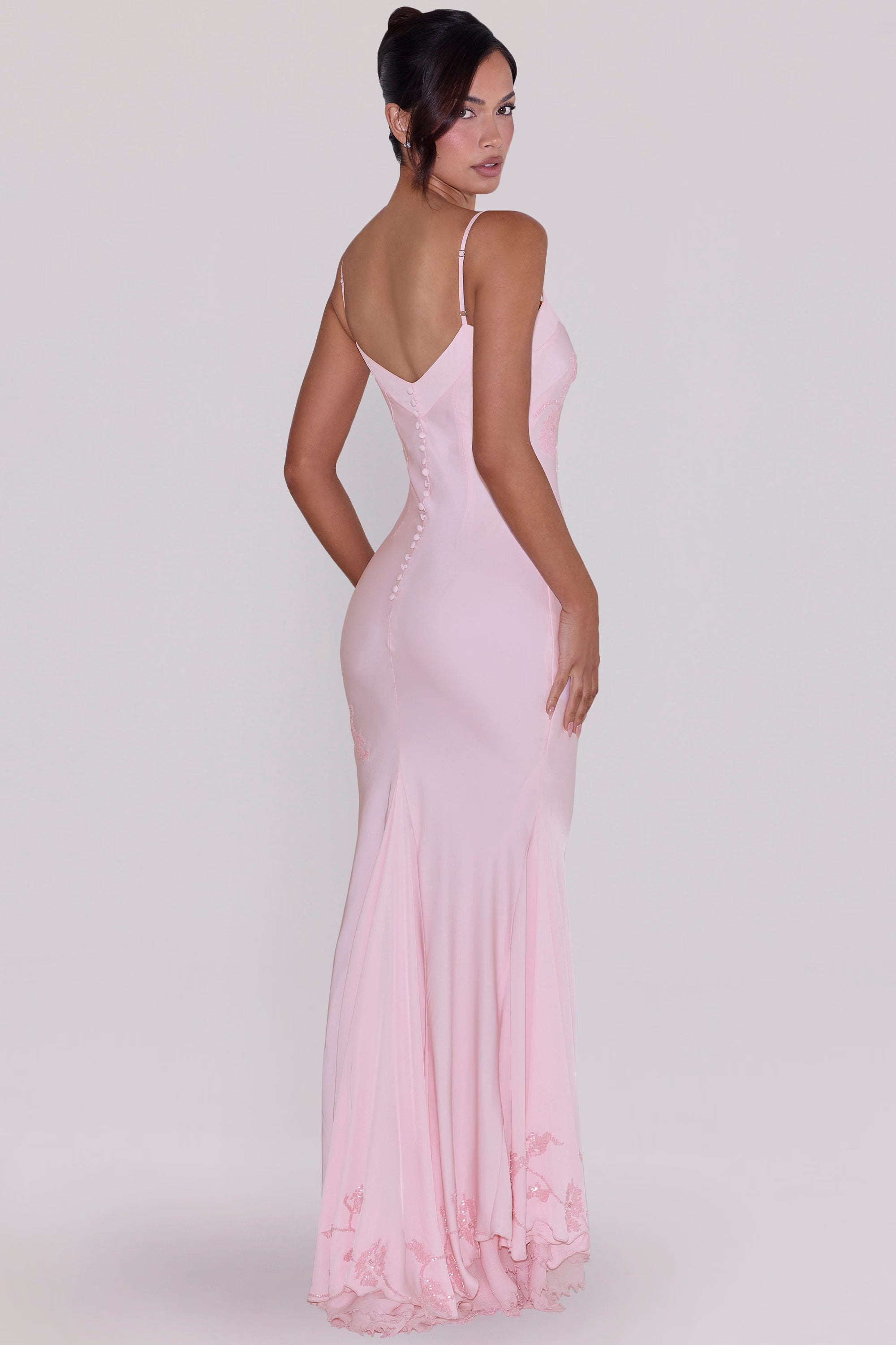 Valérinne Anastelle Beaded Satin Maxi Dress
