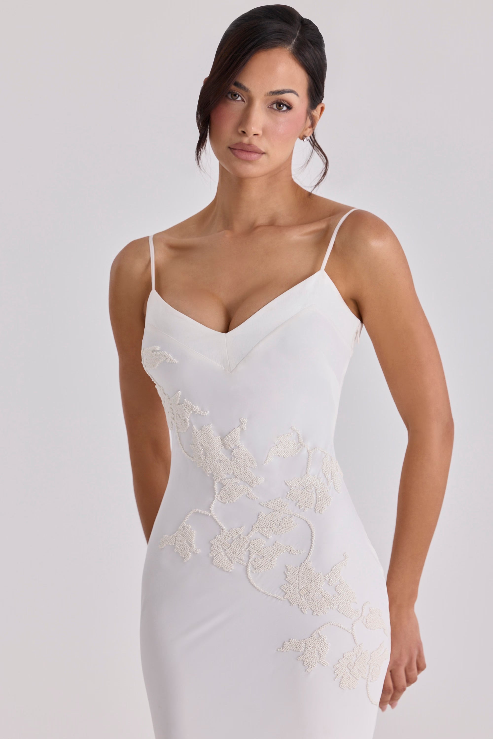 Valérinne Anastelle Beaded Satin Maxi Dress
