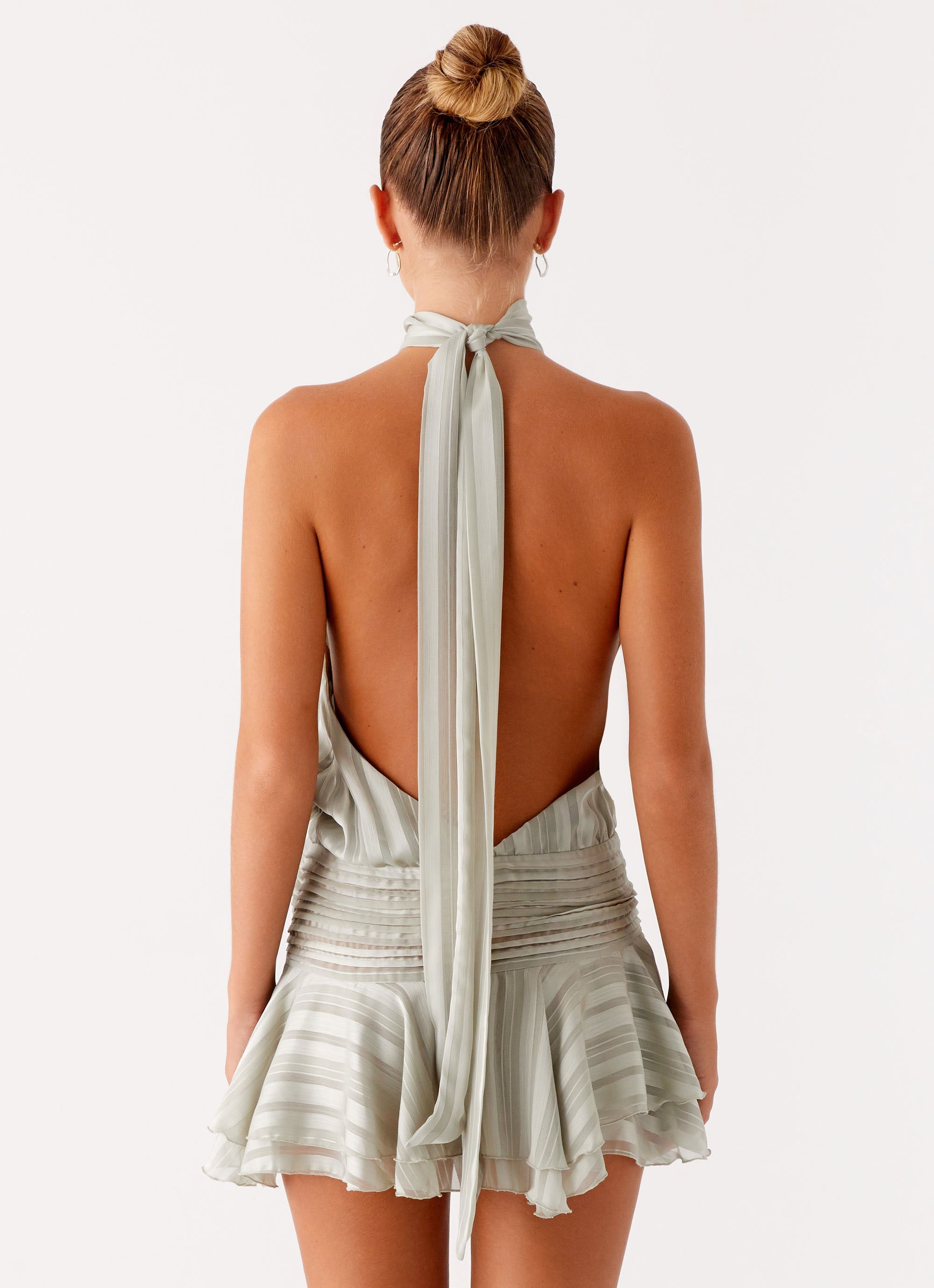 Valérinne Willow Chiffon Halter Mini Dress