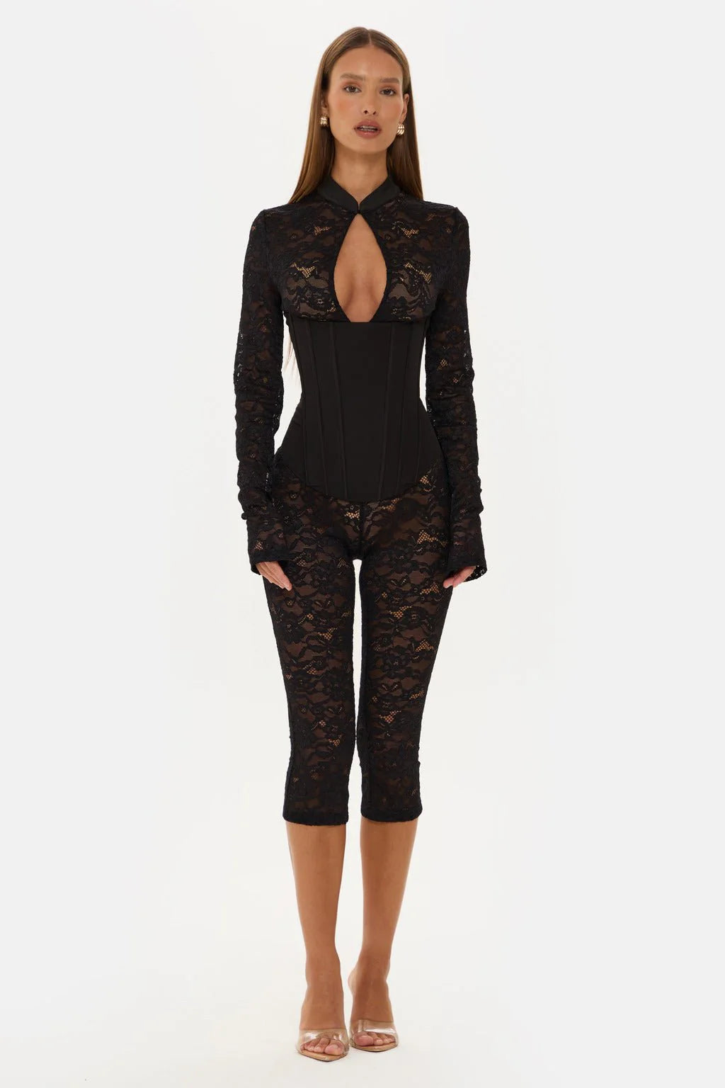 Valérinne Lace Corset Capri Jumpsuit