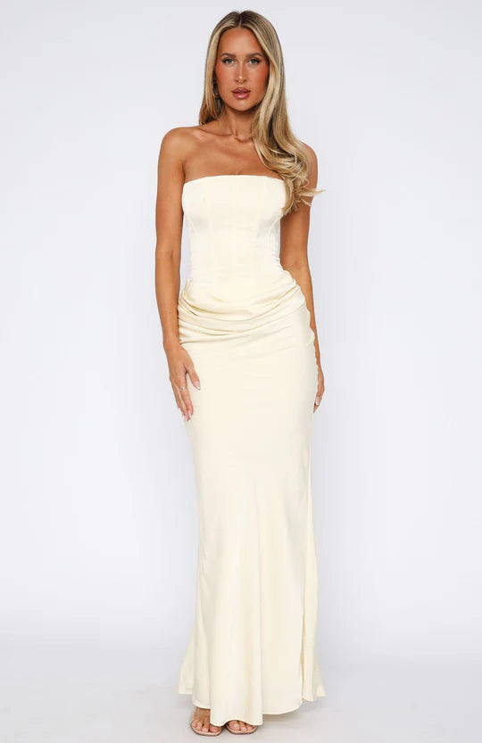Valérinne Amora Draped Corset Maxi Dress